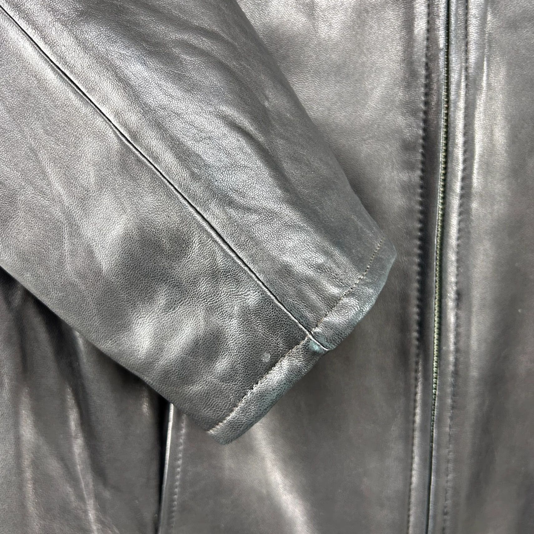 Vintage Classiques Entier Jacket Womens M Black Full Zip Fur Trim Collar Leather Mid-Length 90s Outdoor Pockets Mens Womens Size M / US 6-8 / IT 42-44 - 2 Thumbnail