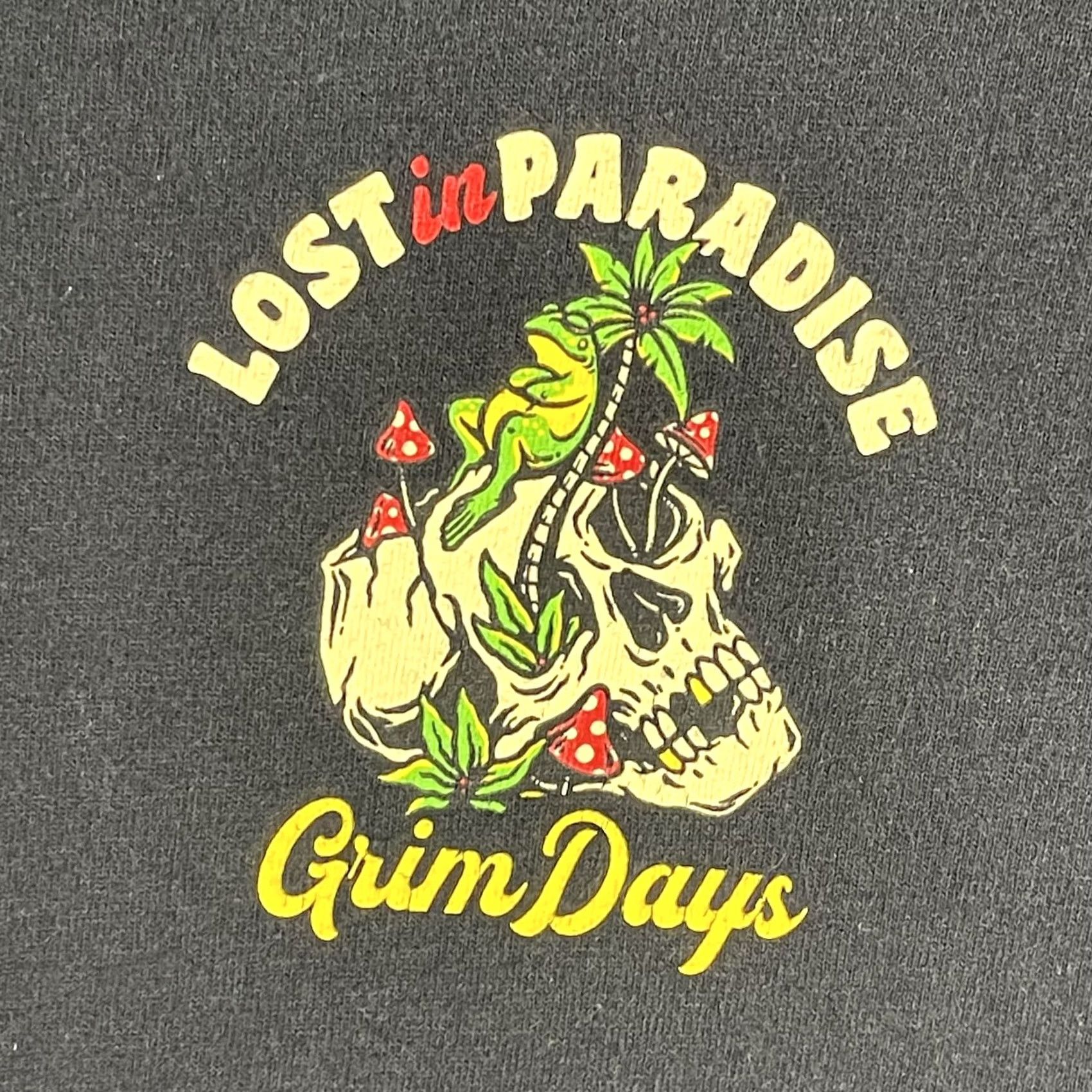 Paradise Grim Days Lost in Paradise Shirt Mens 2XL Black Graphic Skull Palm Tree Tee Size US XXL / EU 58 / 5 - 5 Thumbnail