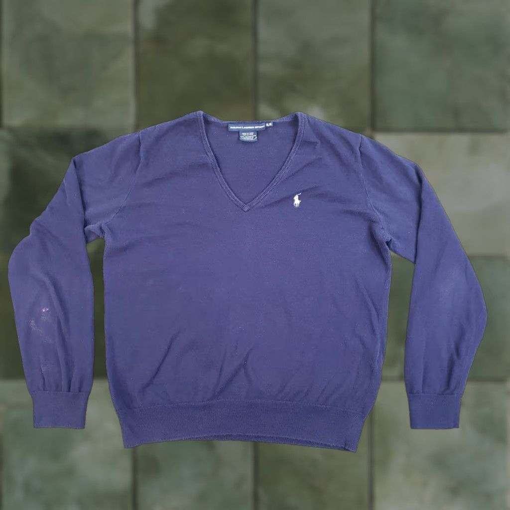Polo Ralph Lauren Ralph Lauren Sport Womens V Neck Sweater XL Extra Large Blue Pullover Size XL / US 12-14 / IT 48-50 - 1 Thumbnail