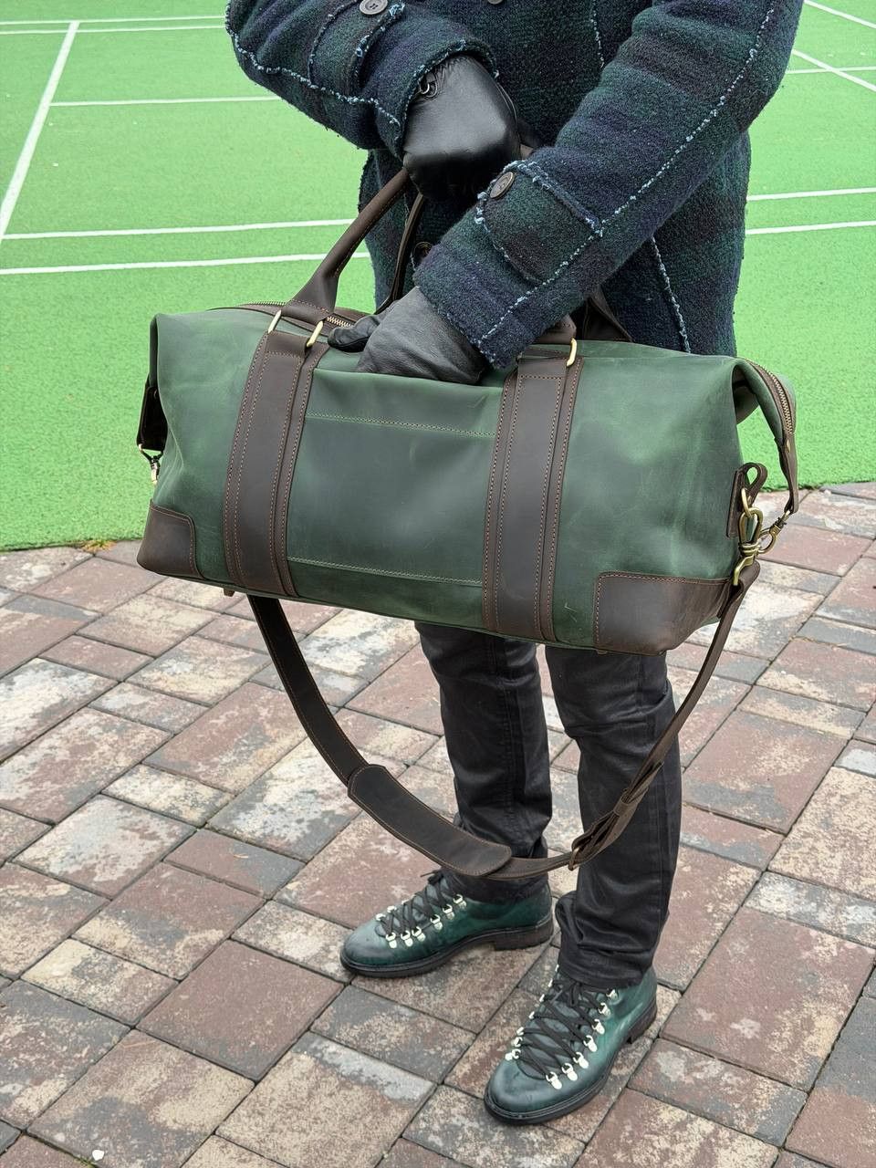 Handmade Genuine vintage leather travel bag. Duffel Bag. Weekender Size ONE SIZE - 2 Thumbnail
