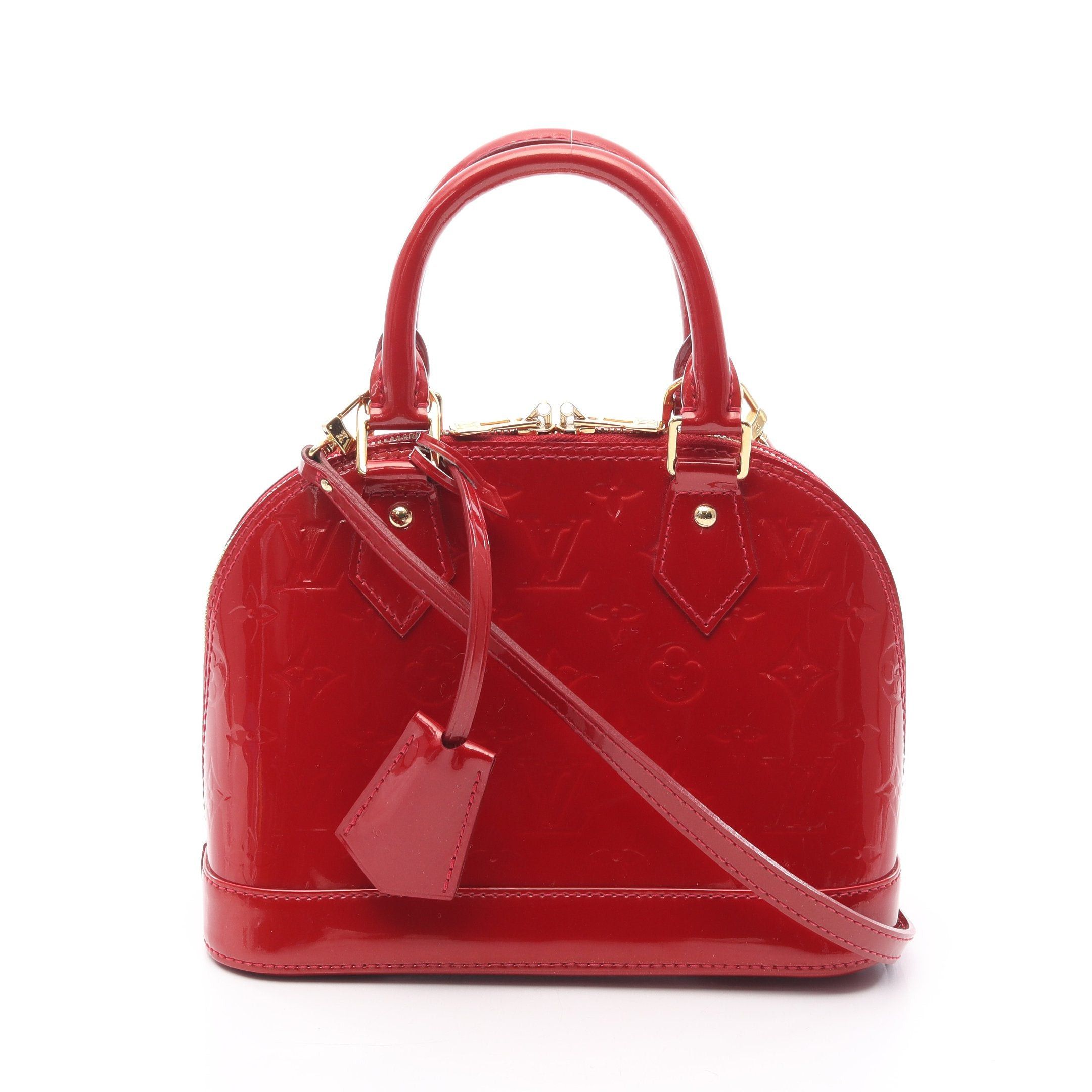 Louis Vuitton Louis Vuitton Alma Bb Monogram Vernis Cerise Handbag Leather Red Size ONE SIZE - 1 Thumbnail