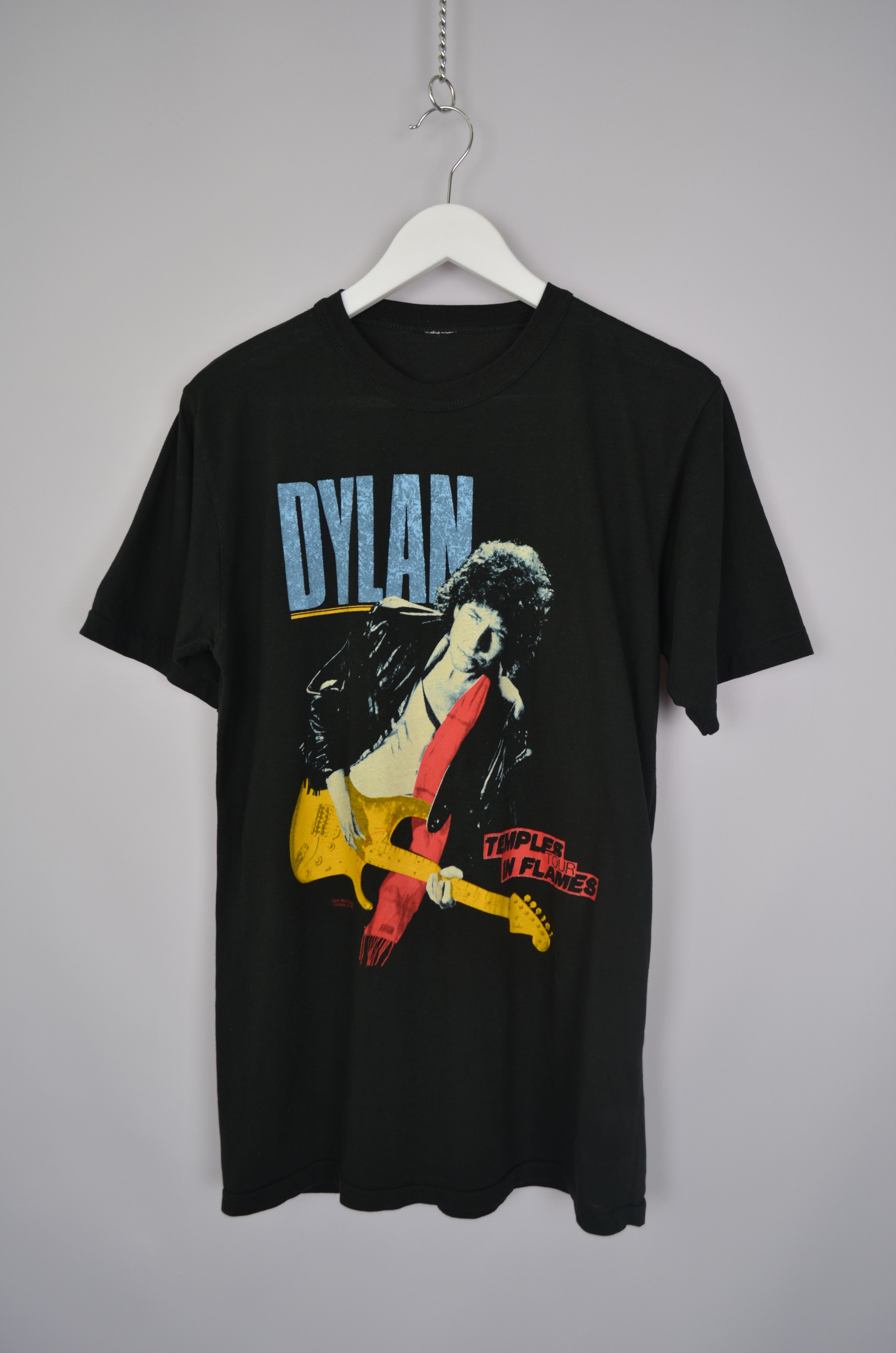Band Tees × Vintage BOB DYLAN Vintage T-SHIRT TEMPLES IN FLAMES TOUR 1986-87 Size US S / EU 44-46 / 1 - 2 Thumbnail