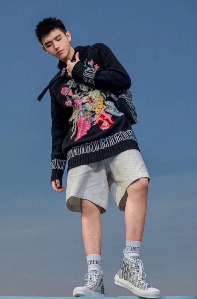 Dior Dior x Stussy Floral Wool Long Knit Sweater Size US XXS / EU 40 - 1 Thumbnail