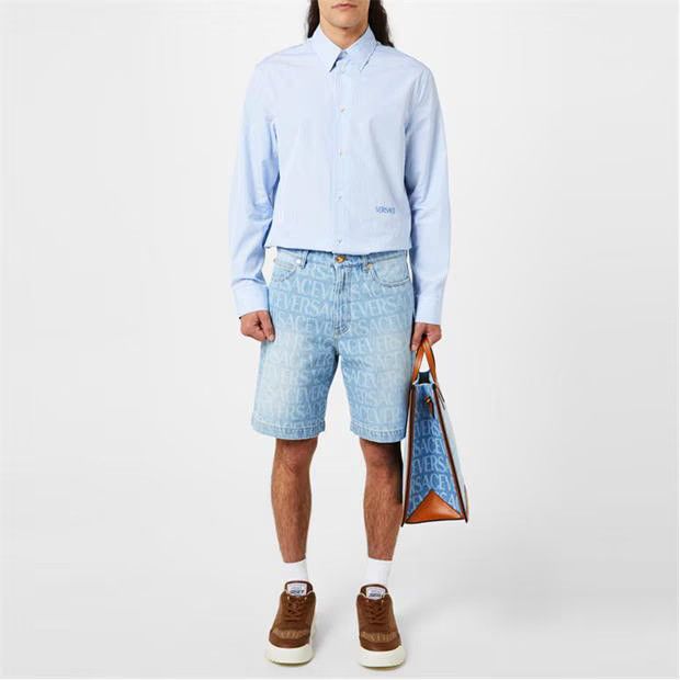 Versace o1g2r1mq0824 Stripe Seashell Baroque Shirts in Light Blue Size US S / EU 44-46 / 1 - 6 Thumbnail