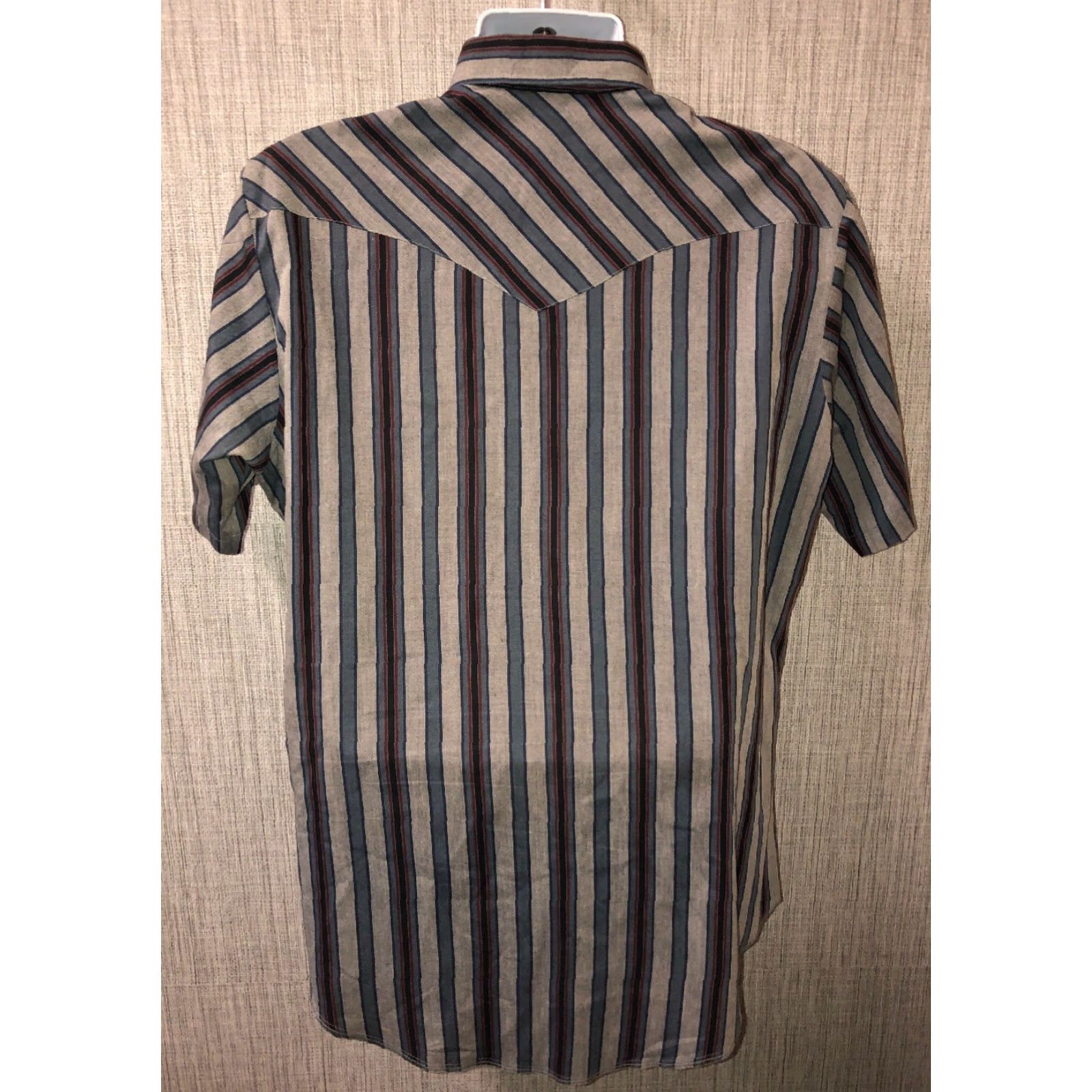 Vintage Western Frontier Mens Striped Snap Button Front Short Sleeve Shirt Size L Size US L / EU 52-54 / 3 - 4 Thumbnail