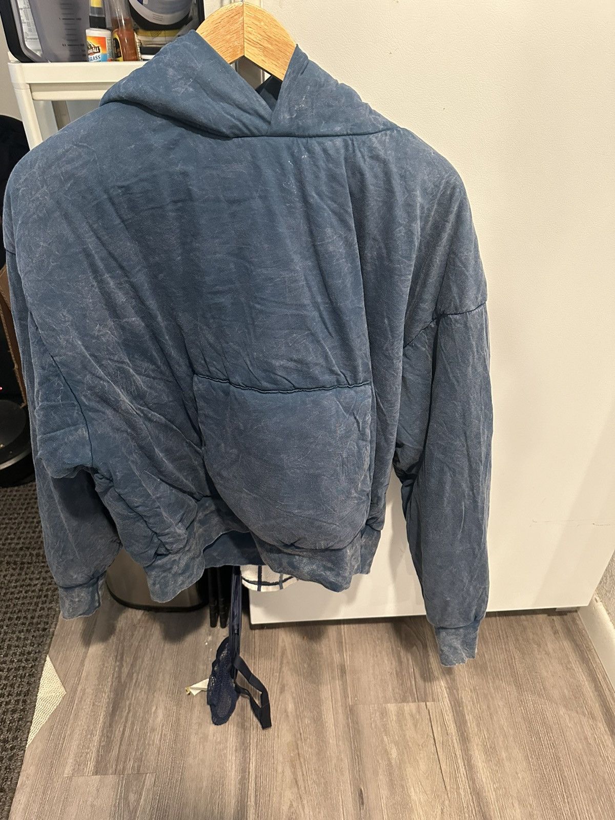 image of Kanye West x Yeezy Season 8 Cloud Puffer Down Hoodie Blue, Men's (Size Medium)