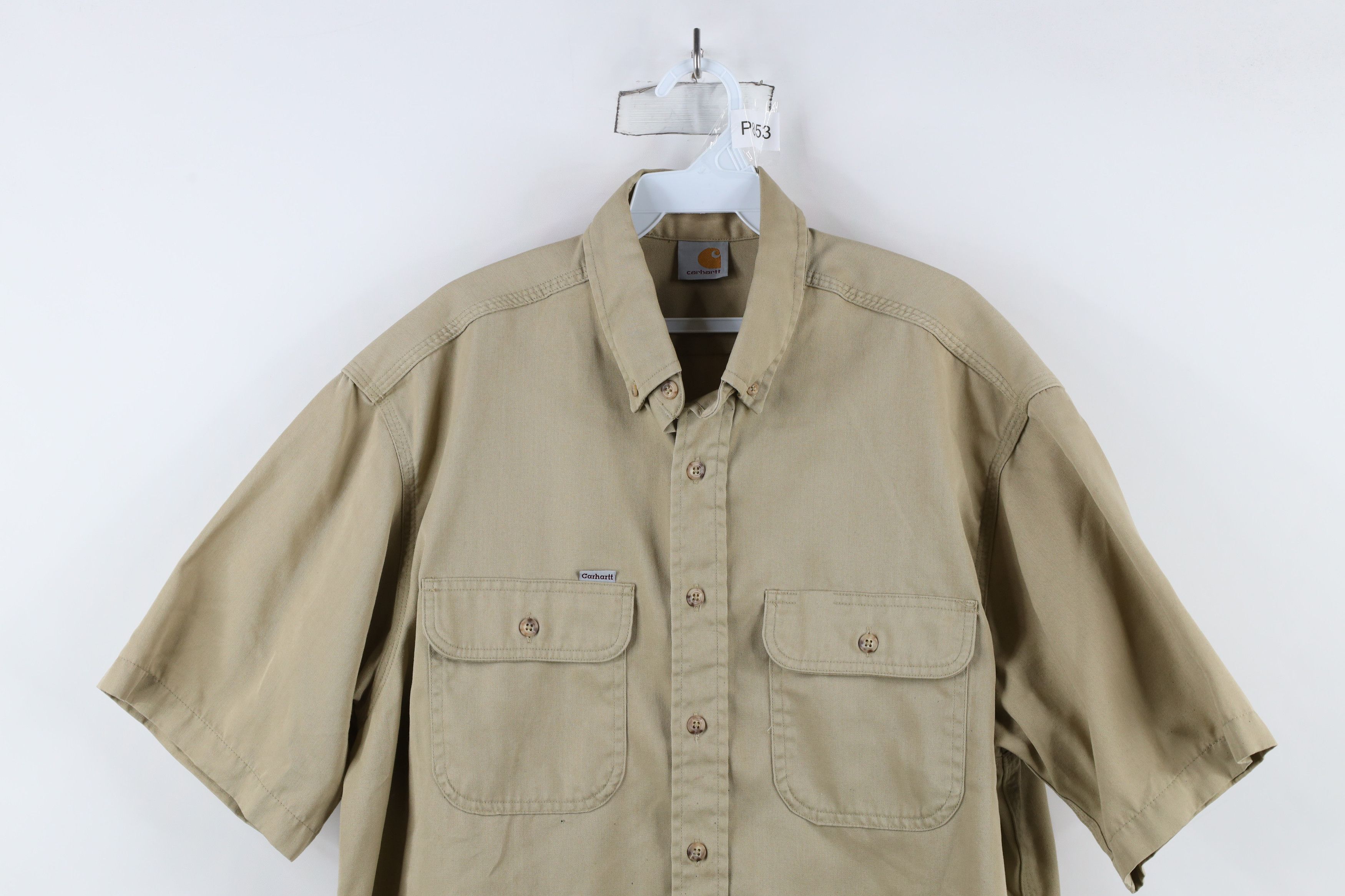 Carhartt × Vintage Vintage 90s Carhartt Out Workwear Mechanic Button Shirt Size US XXL / EU 58 / 5 - 2 Thumbnail