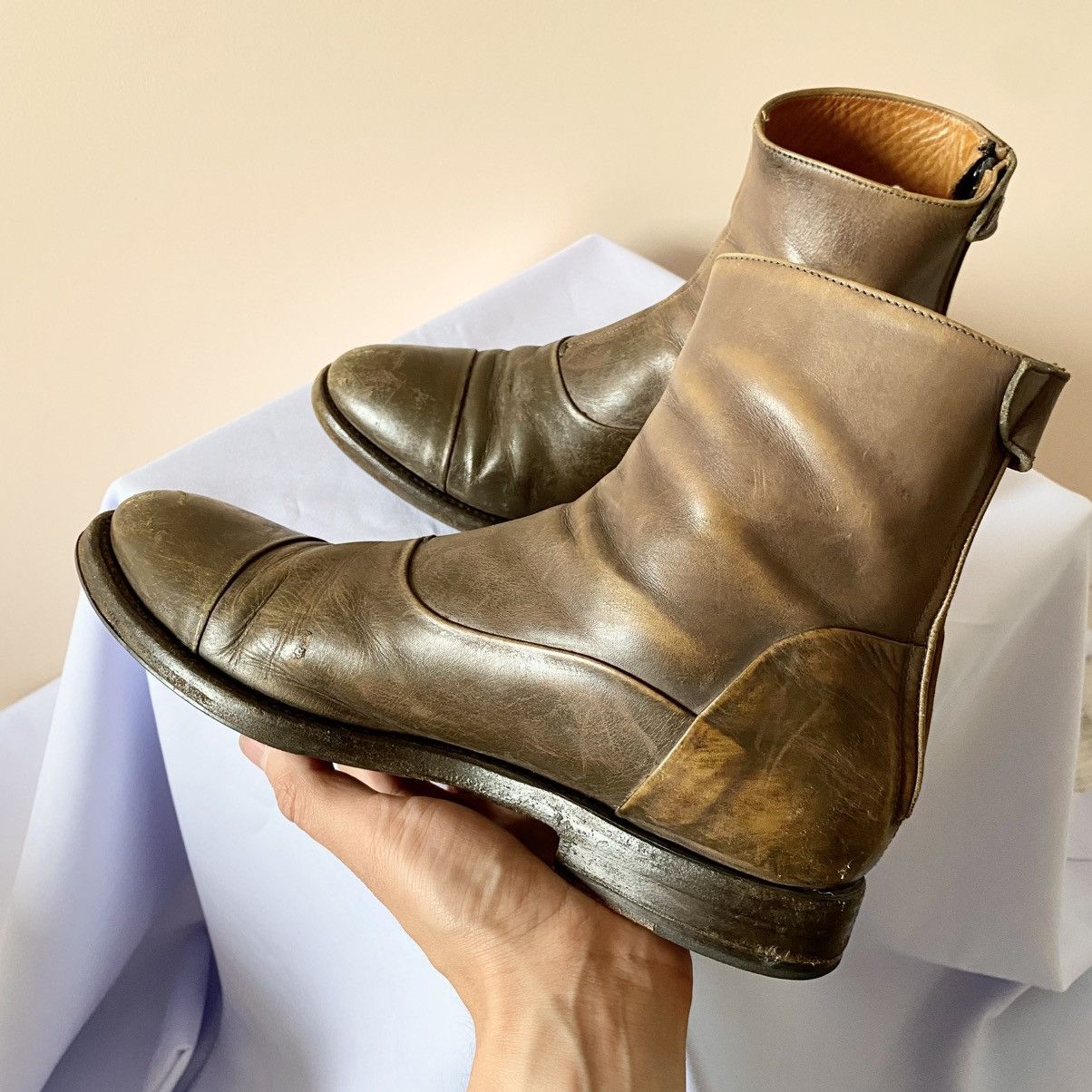 Japanese Brand RARE Alberto Fasciani Leather Distressed Boots Guidi Style Size US 8.5 / IT 38.5 - 8 Thumbnail