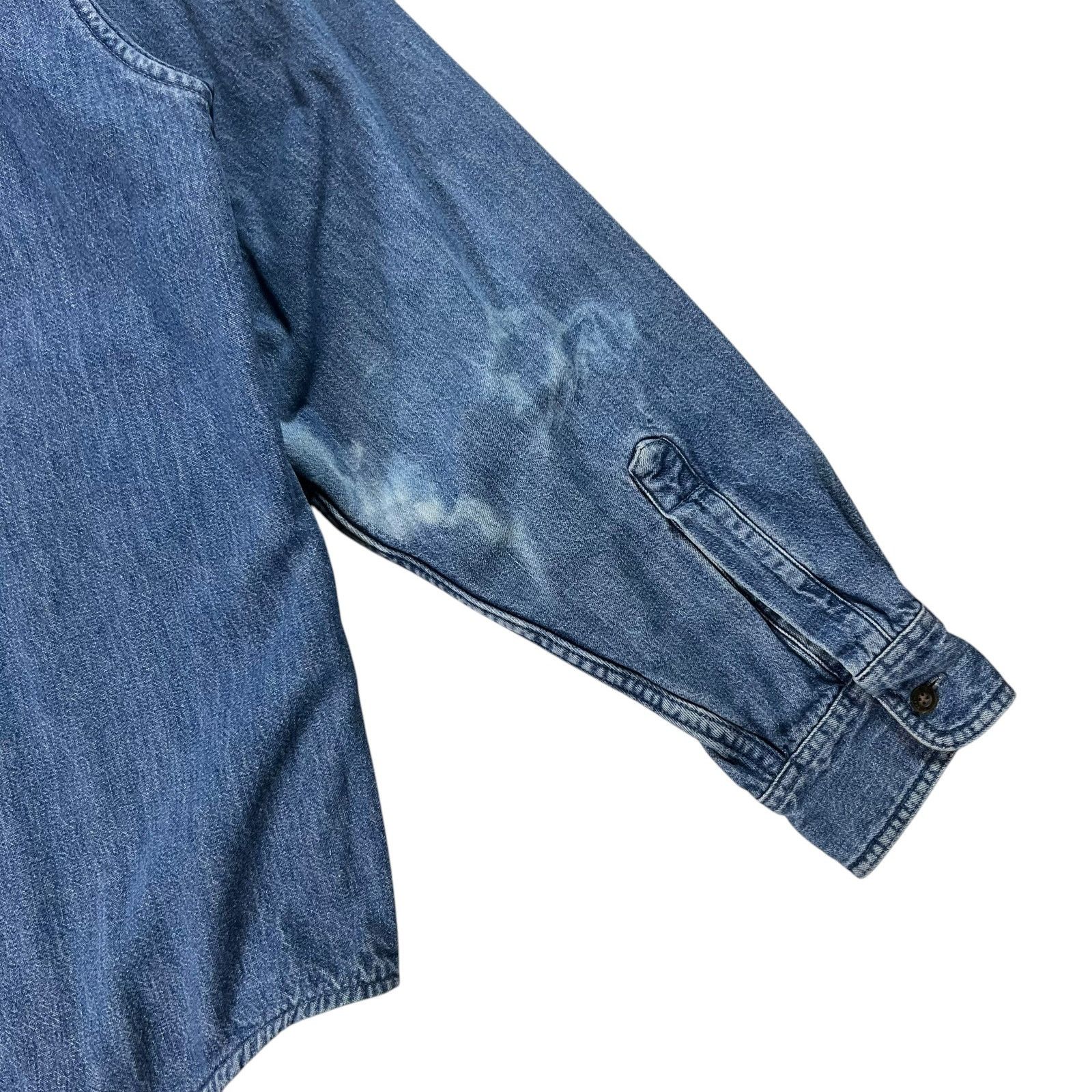 L.L. Bean × Vintage Vintage 90s War is not healthy for children... denim shirt Size US L / EU 52-54 / 3 - 2 Thumbnail