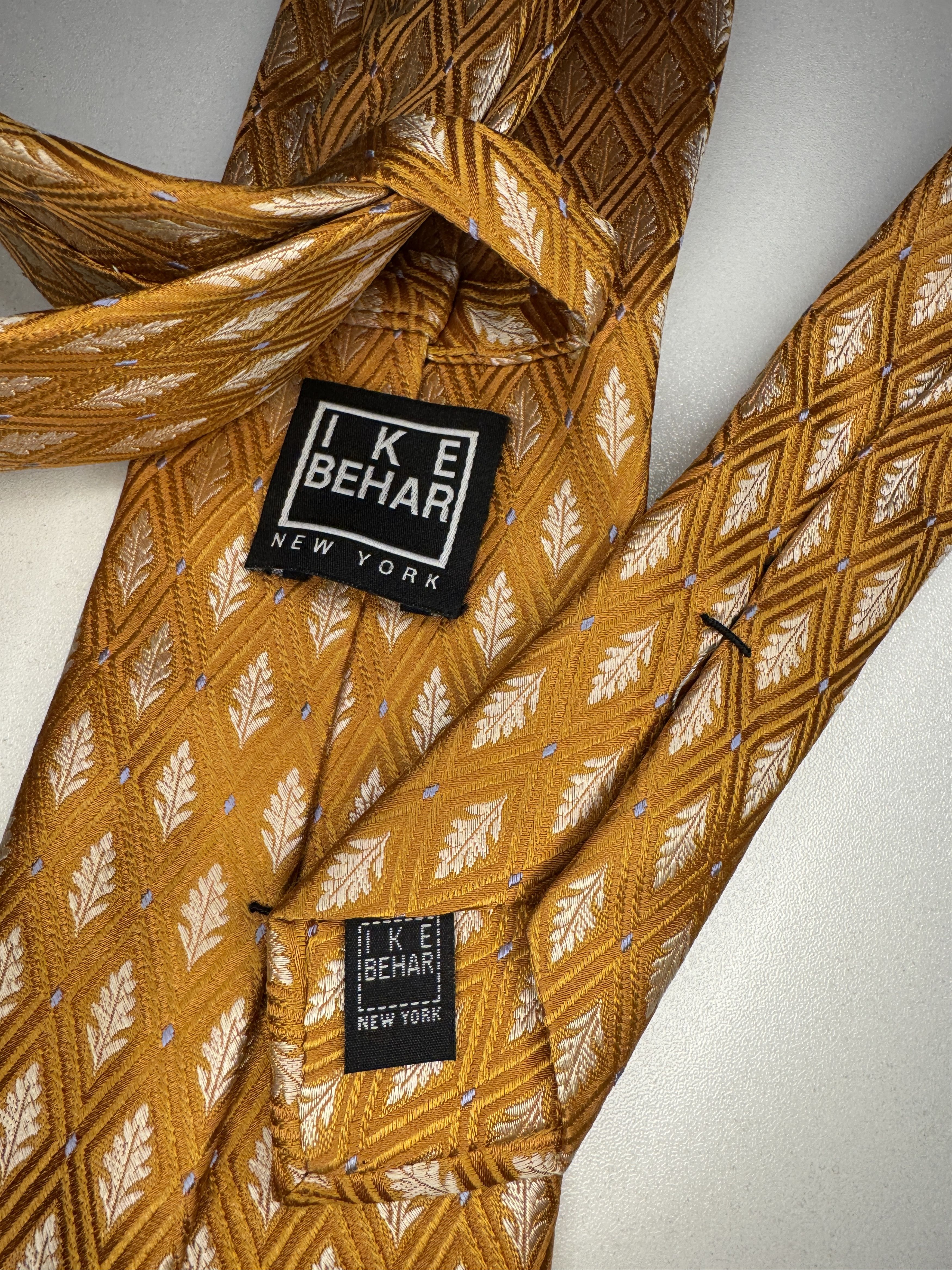 Ike Behar Ike Behar Men's Silk Tie Pumpikin Gold LEAVES Size ONE SIZE - 3 Thumbnail