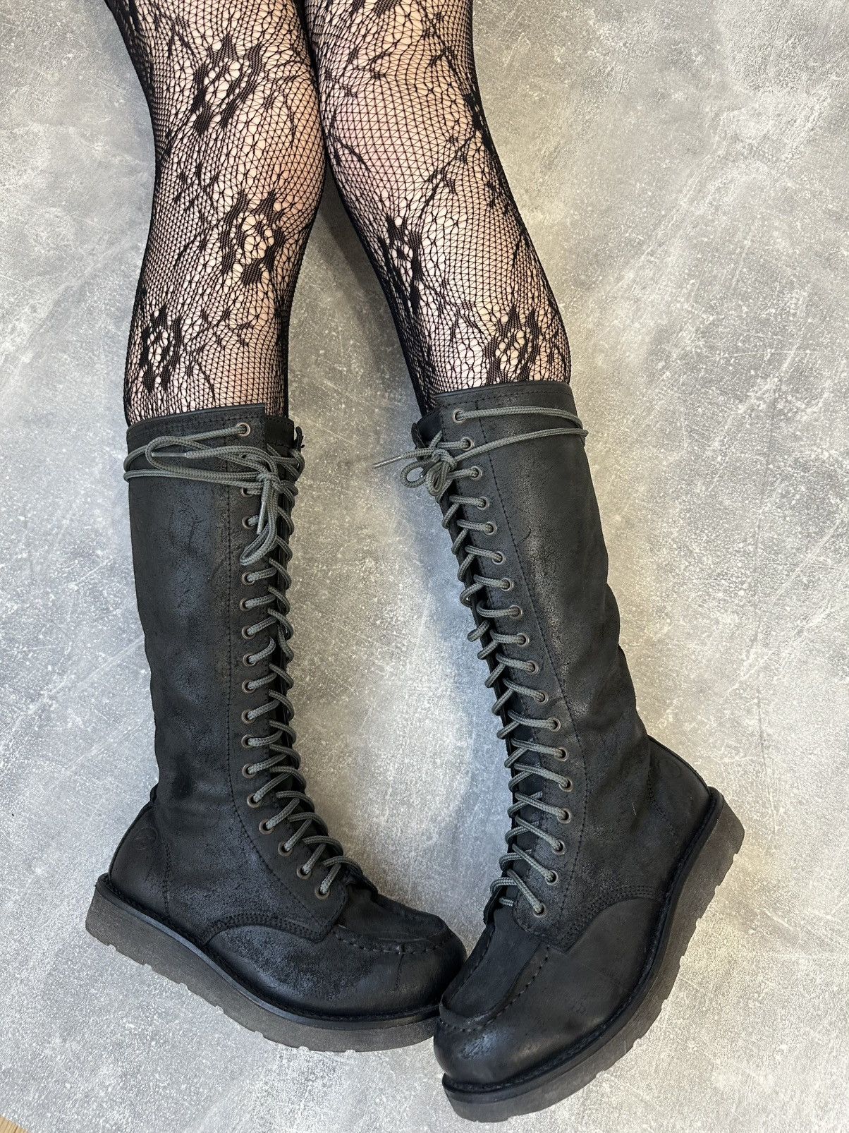 Hysteric Glamour x Vintage Boxer High Boots Moto Biker Leather Shoes Core in Black, Women's (Size 9)