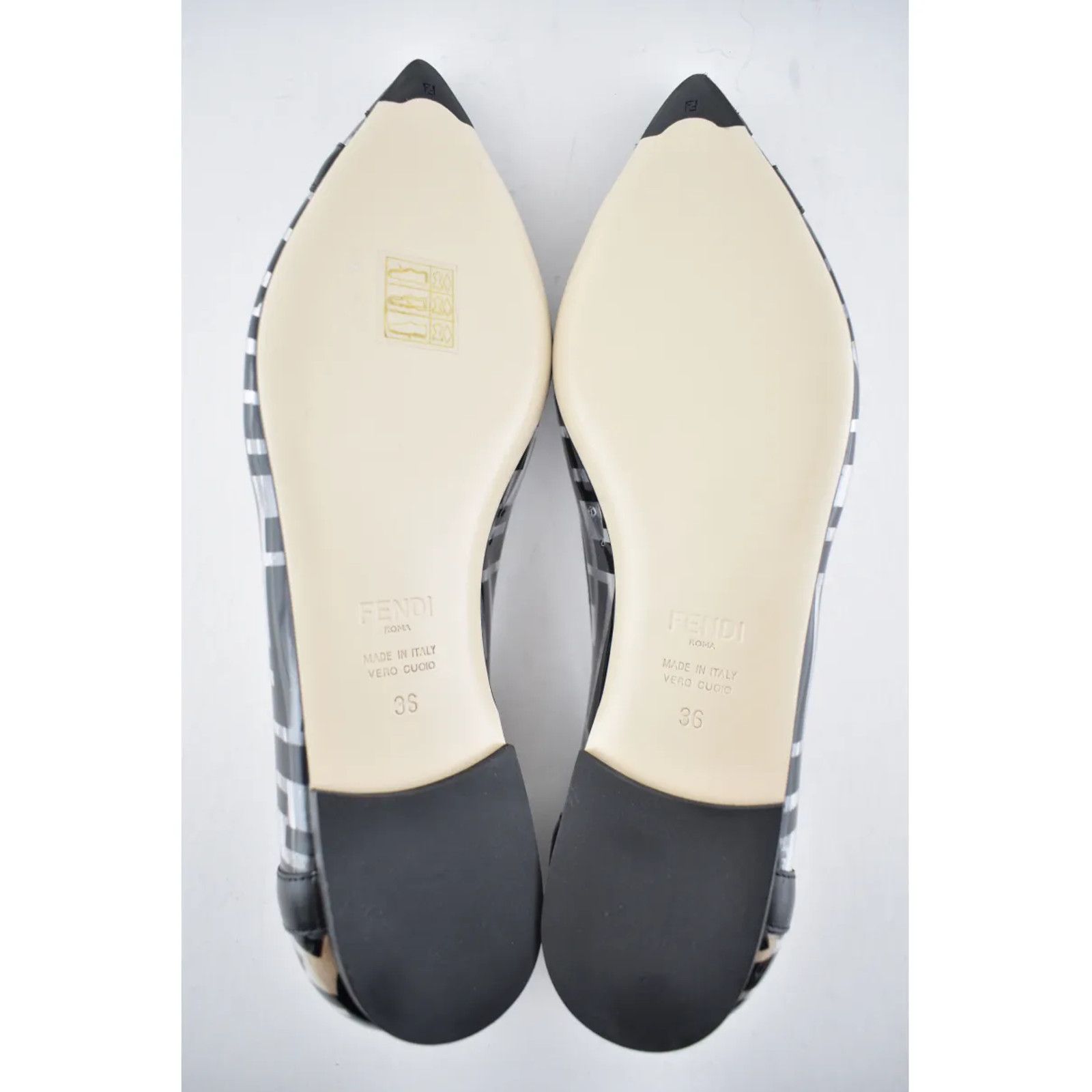 Fendi Fendi Black PVC Colibri Clear Leather Pointed Ballerina Size US 6 / IT 36 - 8 Thumbnail