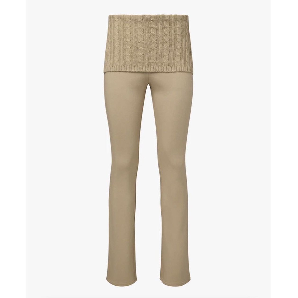 WeWoreWhat WeWoreWhat Cable Knit Roll Over Pants Taupe XS NWT Size 25" / US 0 / IT 36 - 1 Thumbnail