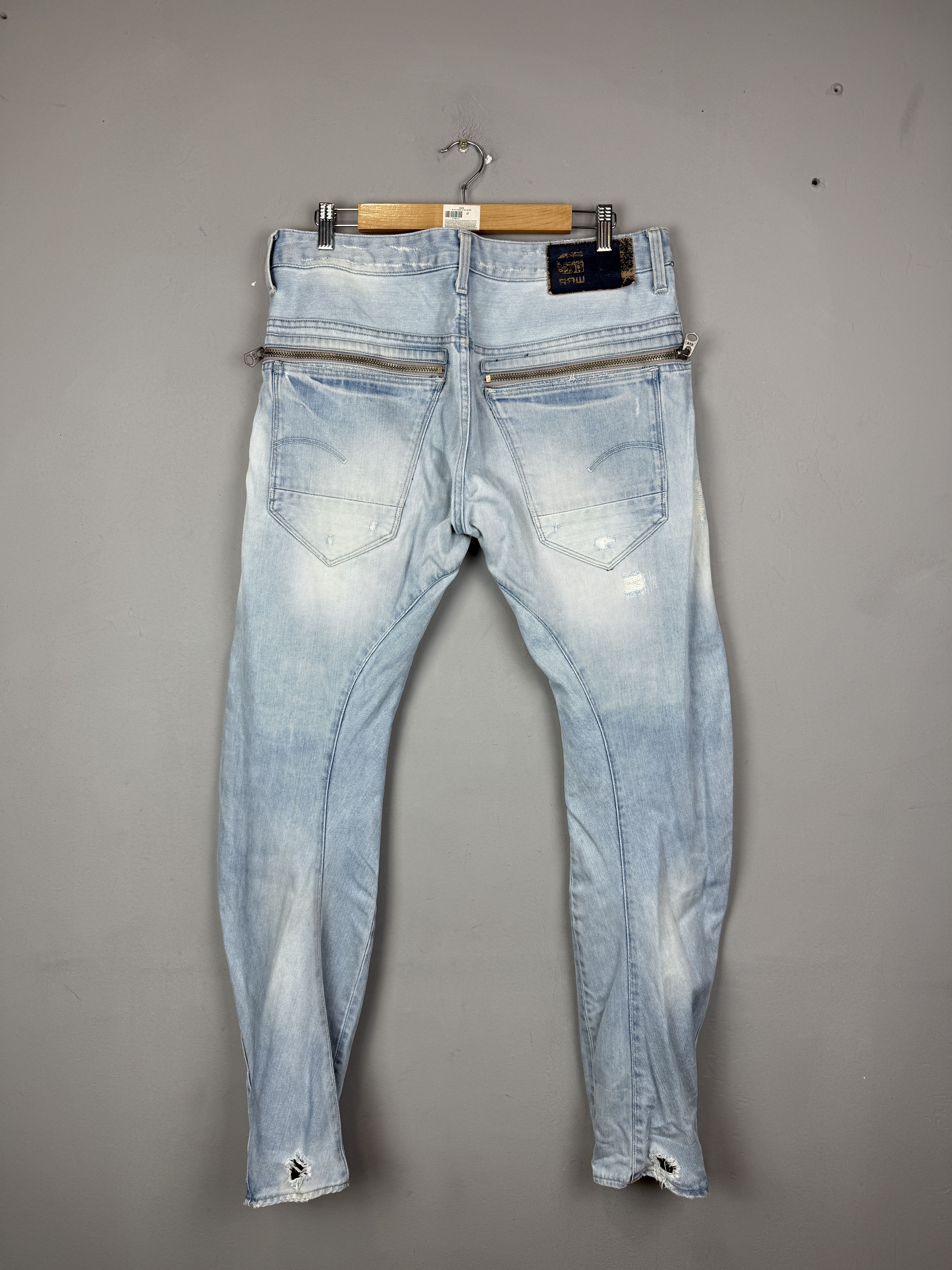 G-Star G-Star Raw Denim Jeans Arc Zip 3D Slim Blue Distressed Denim Size US 34 / EU 50 - 3 Thumbnail