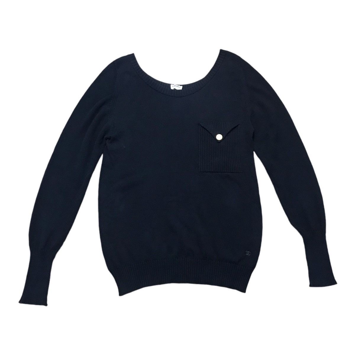 Chanel × Vintage Chanel Scoop Neckline Knitwear Sweater Size S / US 4 / IT 40 - 1 Thumbnail