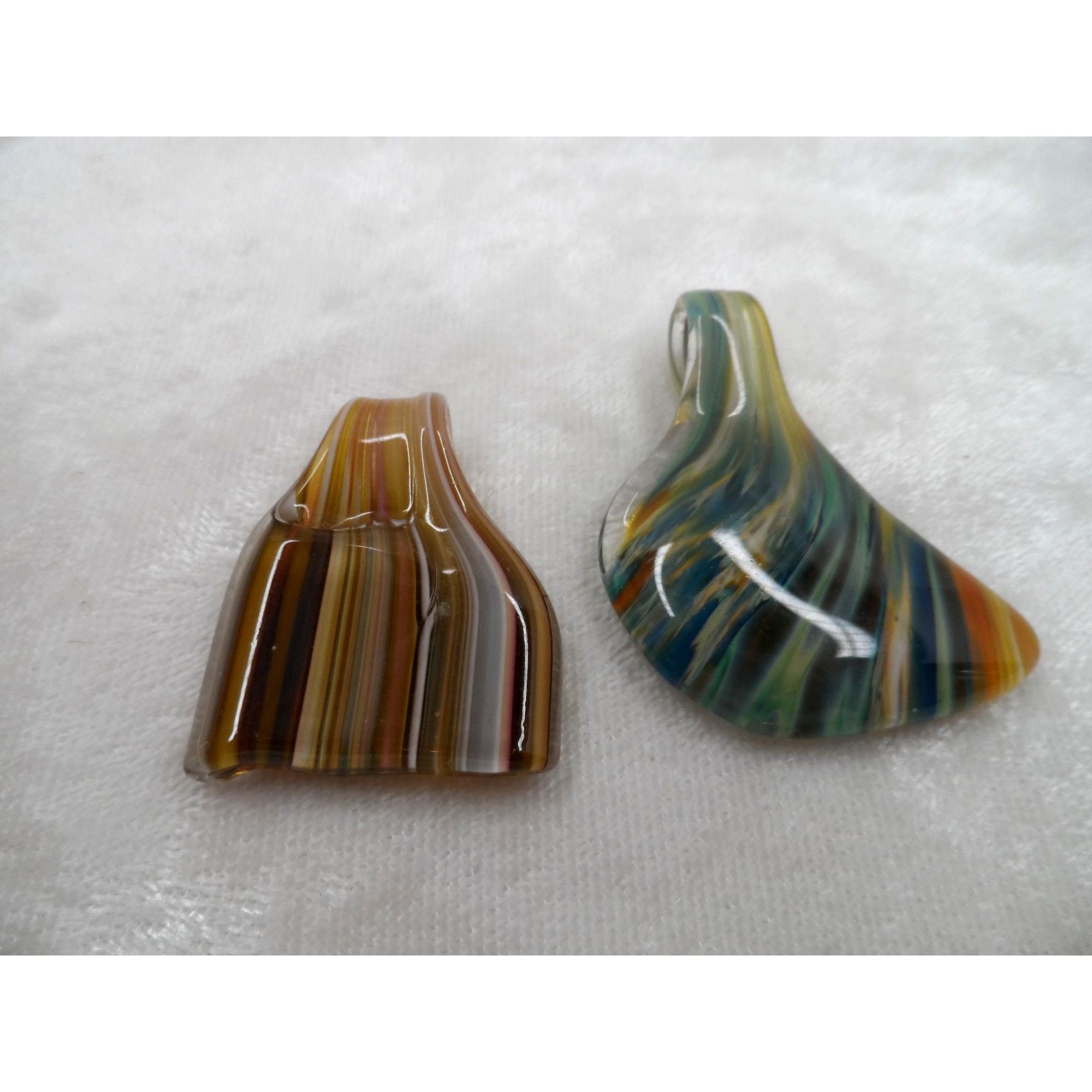 Other Glass Fish Tale Pendant Necklace Set 2 Pcs Black Cord Size ONE SIZE - 2 Thumbnail