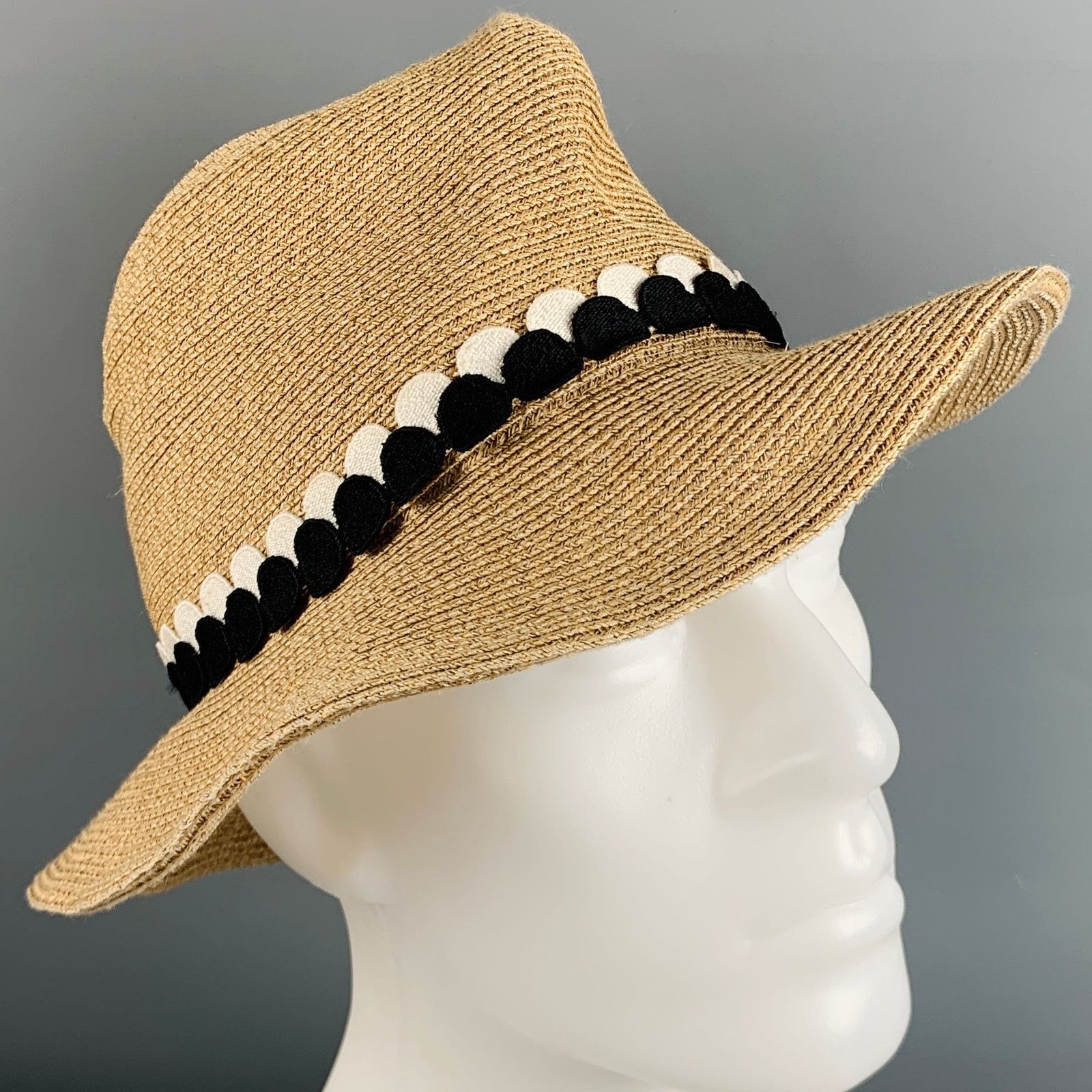Eugenia Kim EUGENIA KIM Beige Natural Woven Toyo Paper Cotton Hat Size ONE SIZE - 1 Thumbnail