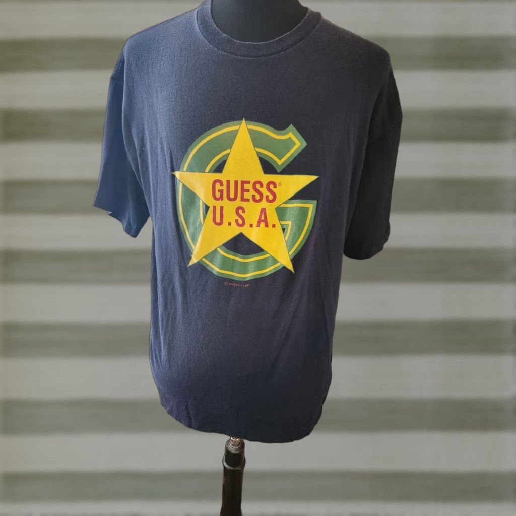 Vintage VINTAGE 1993 Guess U.S.A. Navy Blue Single Stitch T Shirt Size Large Mens Crew Neck Short Sleeve Graphic Print 90s Size US L / EU 52-54 / 3 - 1 Thumbnail