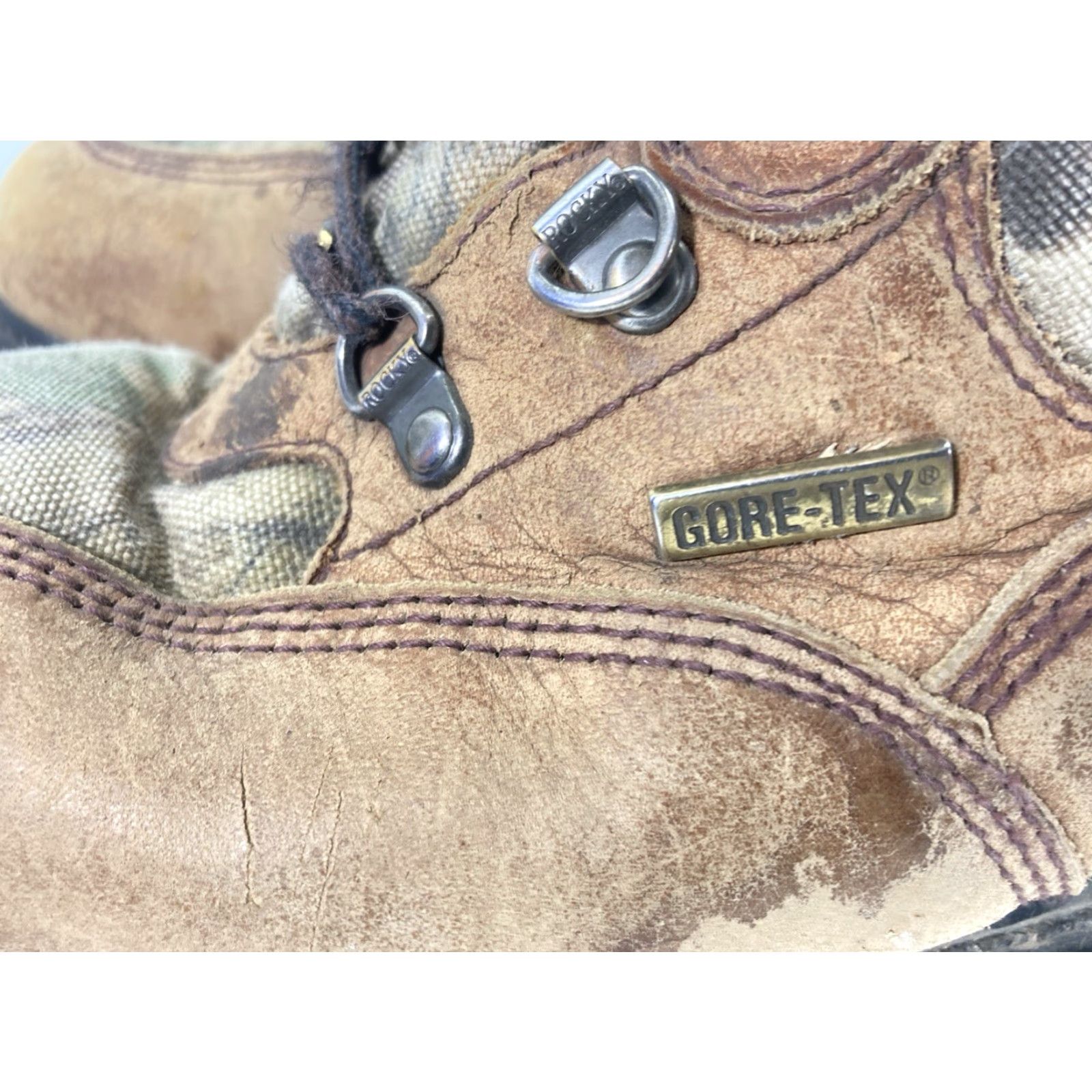 Vintage ROCKY Goretex Hunting Boots Men 10 M Brown Leather Lace Up Camouflage Leather Upper | Combat Style, Hunting Theme, Leather Outsole, US 10 Size US 10 / EU 43 - 6 Thumbnail