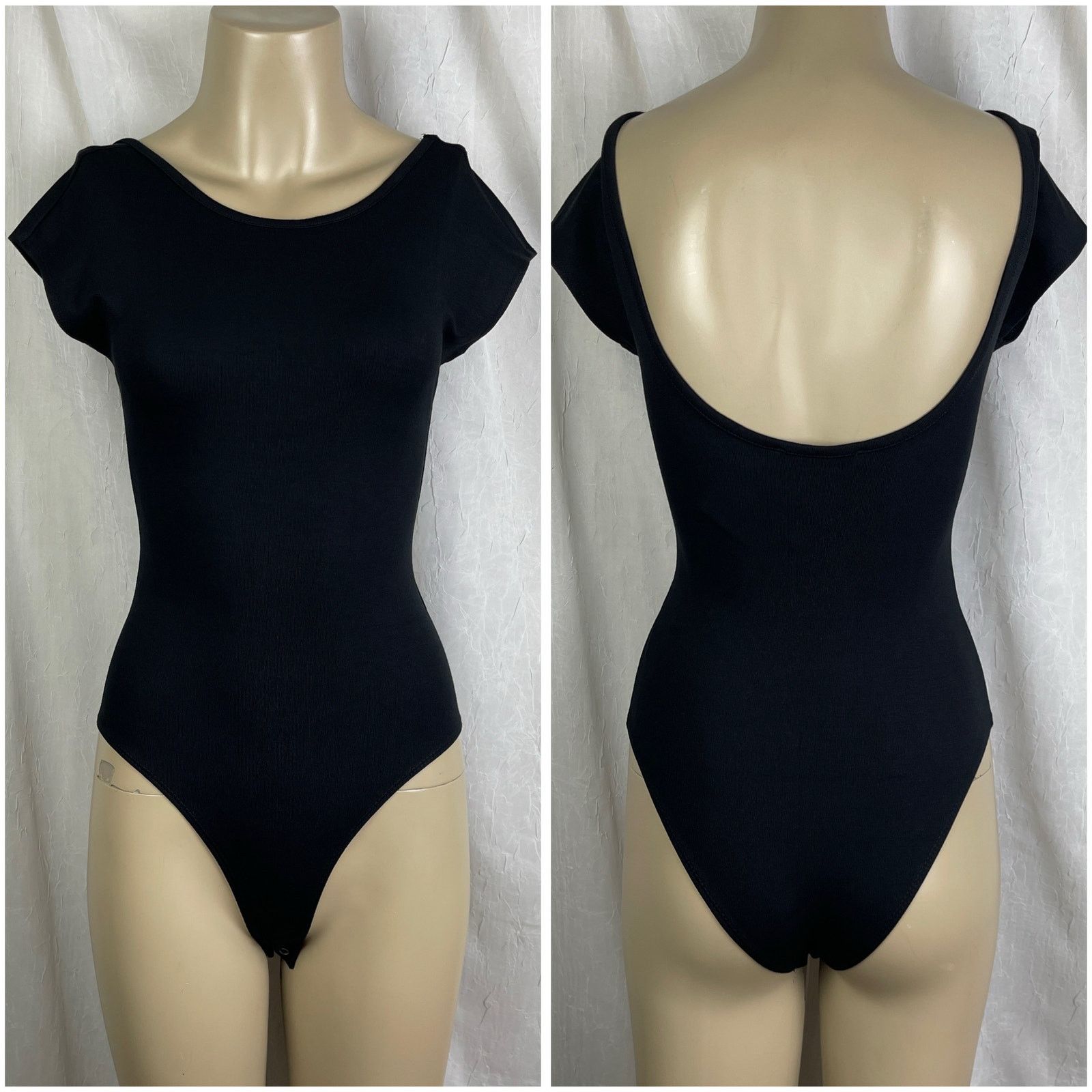Forever 21 Forever 21 Low Scoop Back Short Sleeve Bodysuit Black NWT XS Size XS / US 0-2 / IT 36-38 - 1 Thumbnail