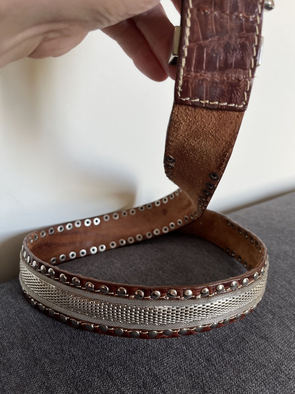 Cowboy Equipment Cheval Design Studio Super Heavy Leather Metallic Belt Size ONE SIZE - 9 Thumbnail