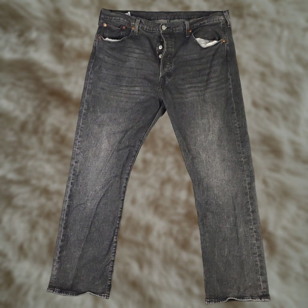 Levi's Levis 501 Jeans Mens Gray Straight Leg 40x30 Regular Fit Cotton Denim Pants Mens Size US 40 / EU 56 - 1 Thumbnail