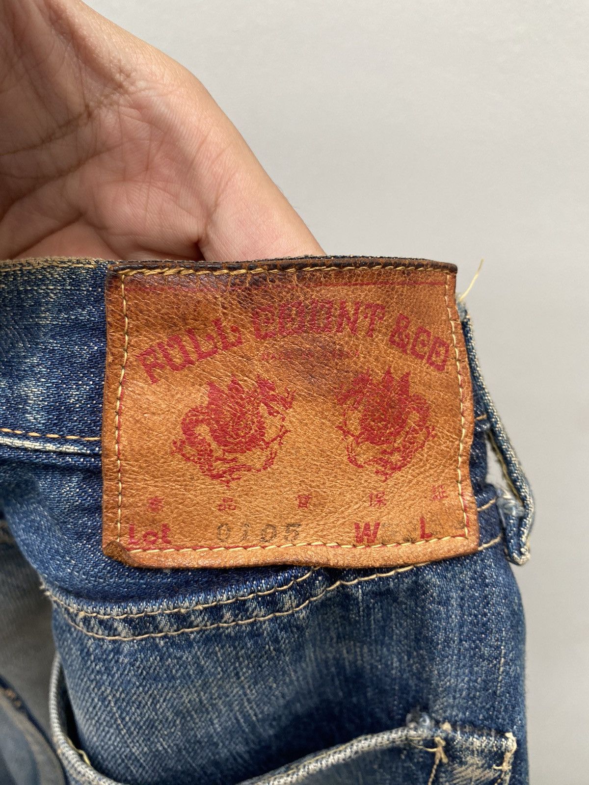 Japanese Brand Trashead Full Count Sashiko Denim Sun Faded Distressed Size US 32 / EU 48 - 8 Thumbnail