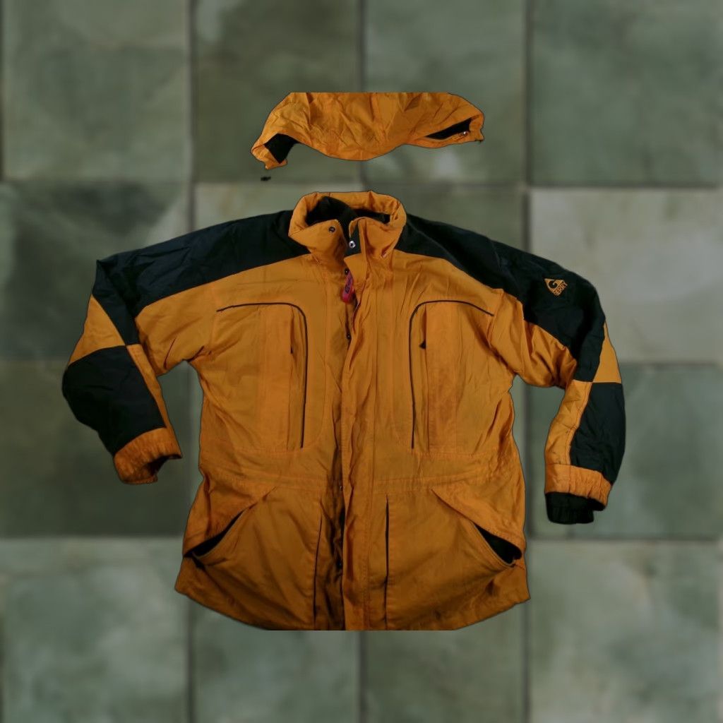 Vintage Gerry Jacket Mens L Yellow Green Hooded Parka Fleece Lined Winter Coat Zip Size US L / EU 52-54 / 3 - 1 Thumbnail