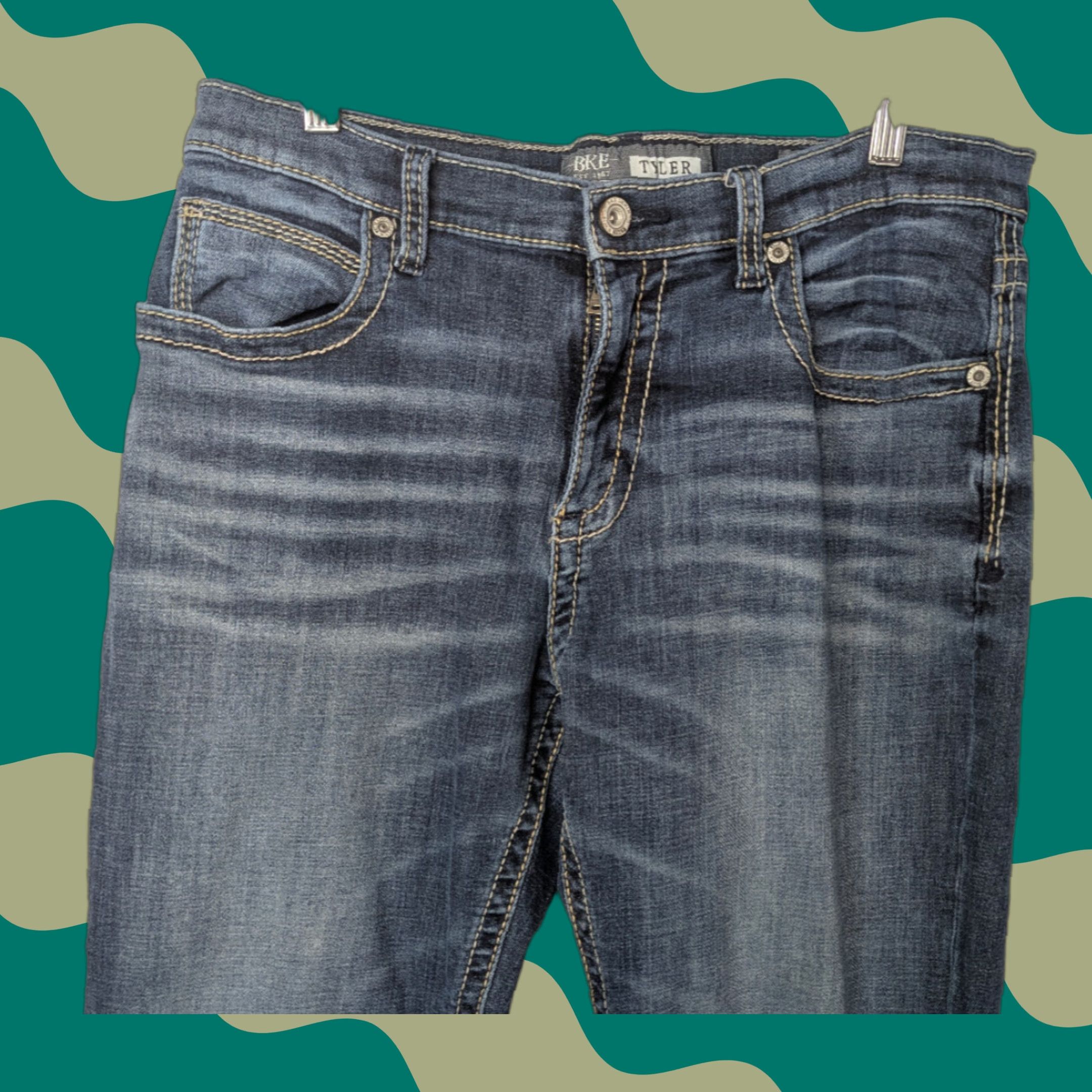 Vintage BKE Buckle Jeans Mens 34R Blue Denim Straight Leg Whisker Fade Vintage No Size US 34 / EU 50 - 1 Thumbnail