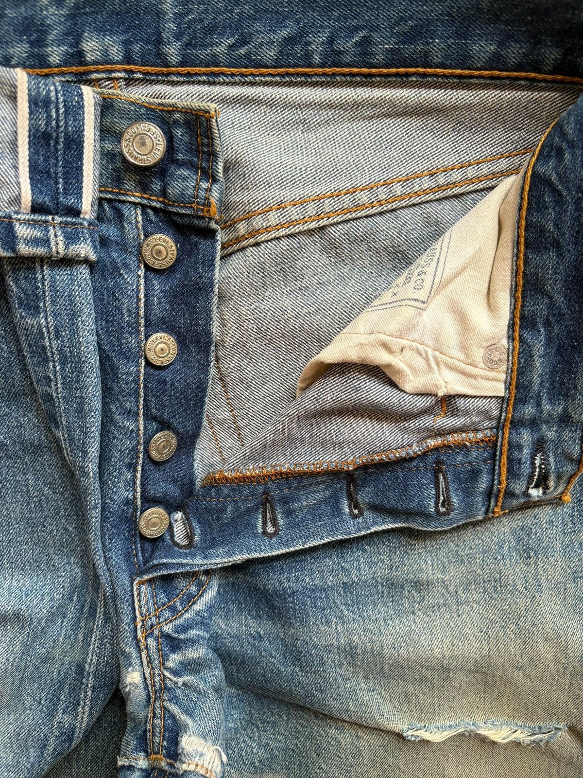 Levi's Vintage 80s Levis 501 Big E Selvedge Loose Jean Button 555 Size US 29 - 4 Thumbnail