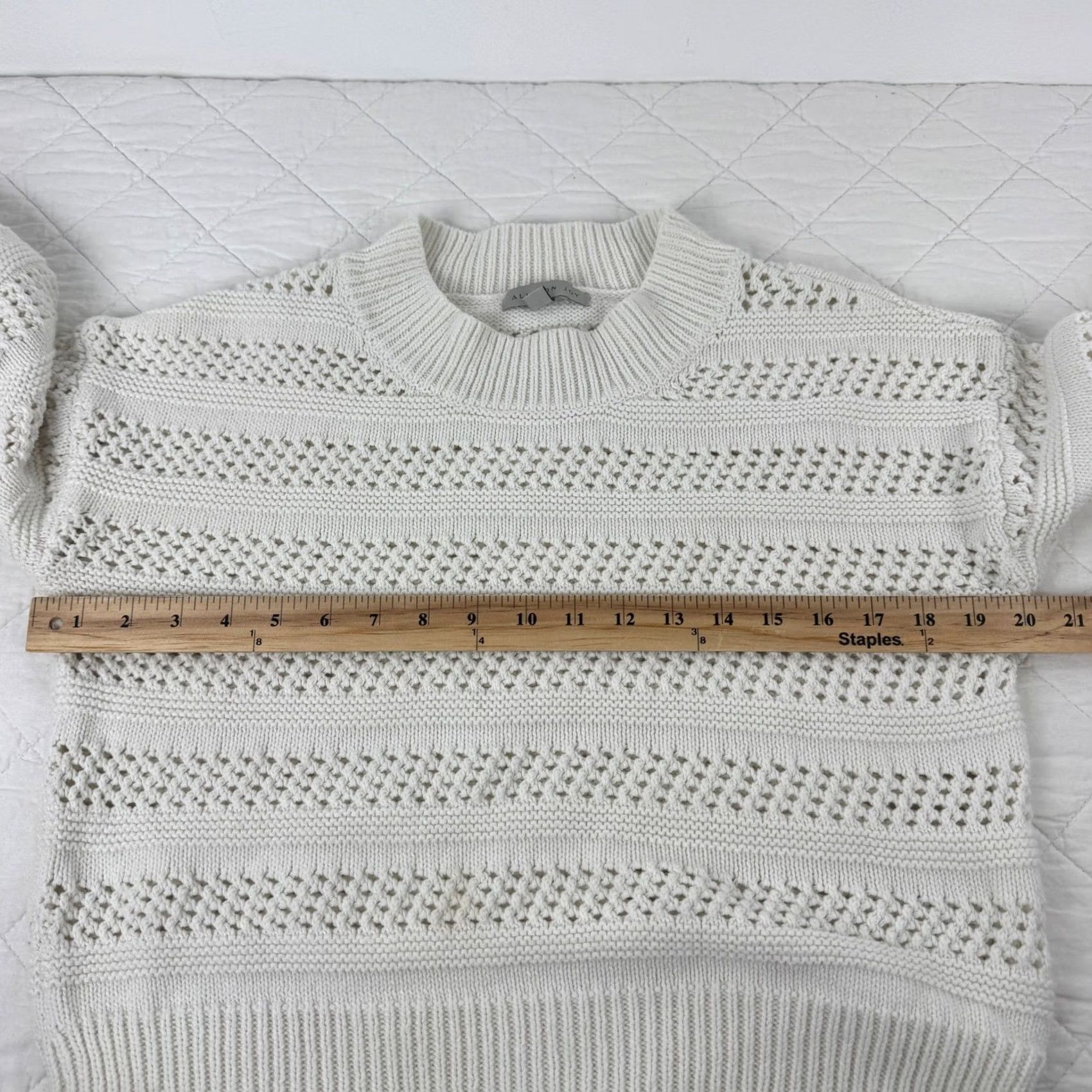 Vintage Allison Joy Sweater Womens S Ivory White Open Knit Pointelle Balloon Sleeve Crochet Size S / US 4 / IT 40 - 4 Thumbnail