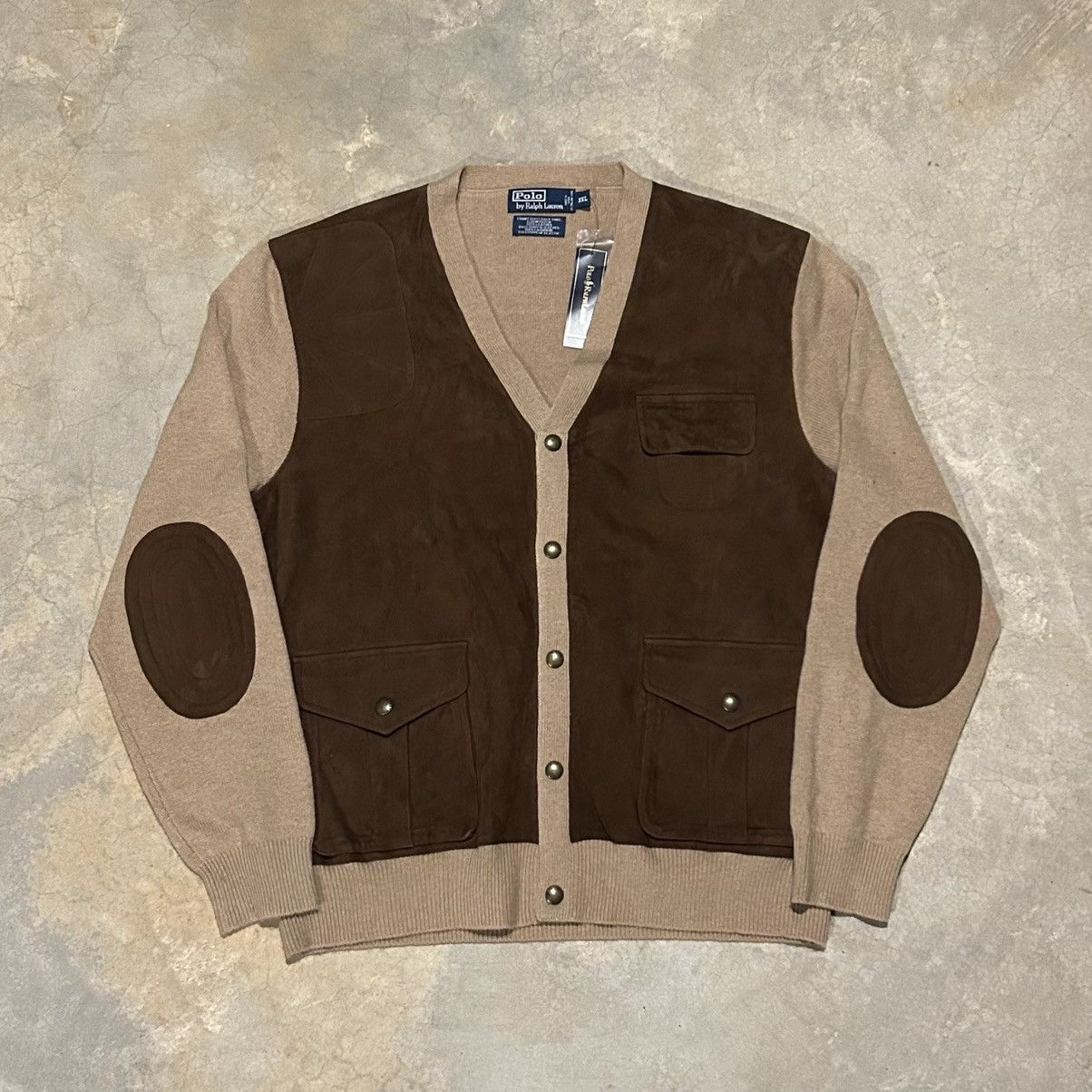 Polo Ralph Lauren × Vintage NWT Vintage Polo Ralph Lauren Cashmere Suede Front Cardigan Size US XXL / EU 58 / 5 - 1 Thumbnail
