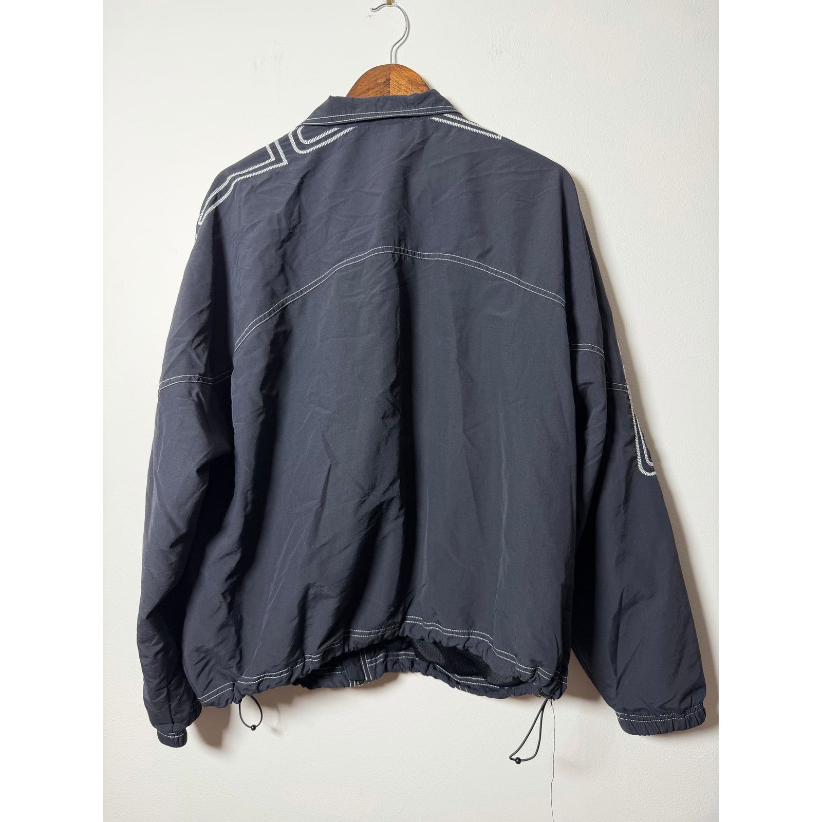 Supreme spellout embroidered track jacket black