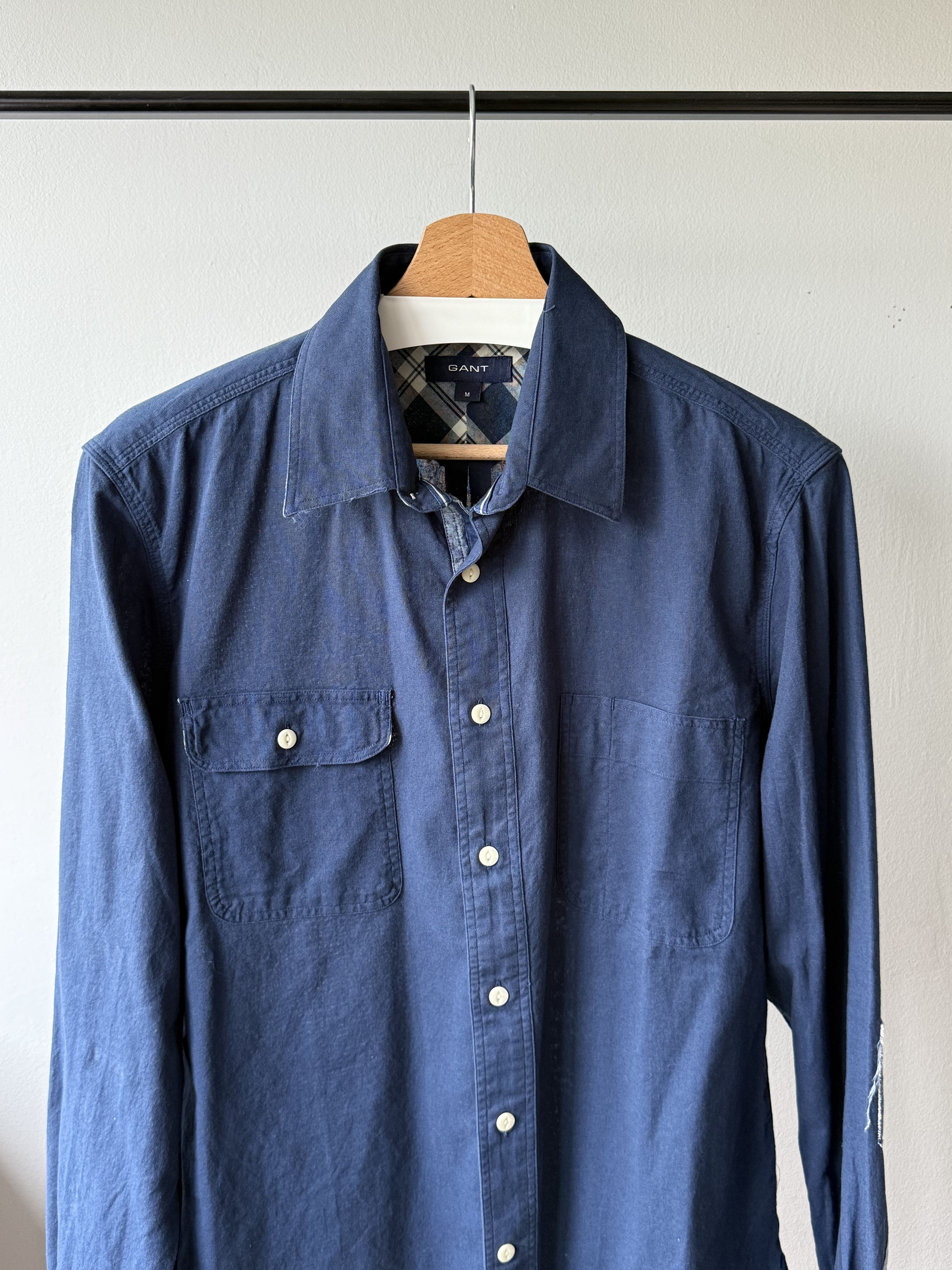 Gant Gant Patchwork Casual Fit Navy Blue Twill Long Sleeve Shirt Size US M / EU 48-50 / 2 - 4 Thumbnail