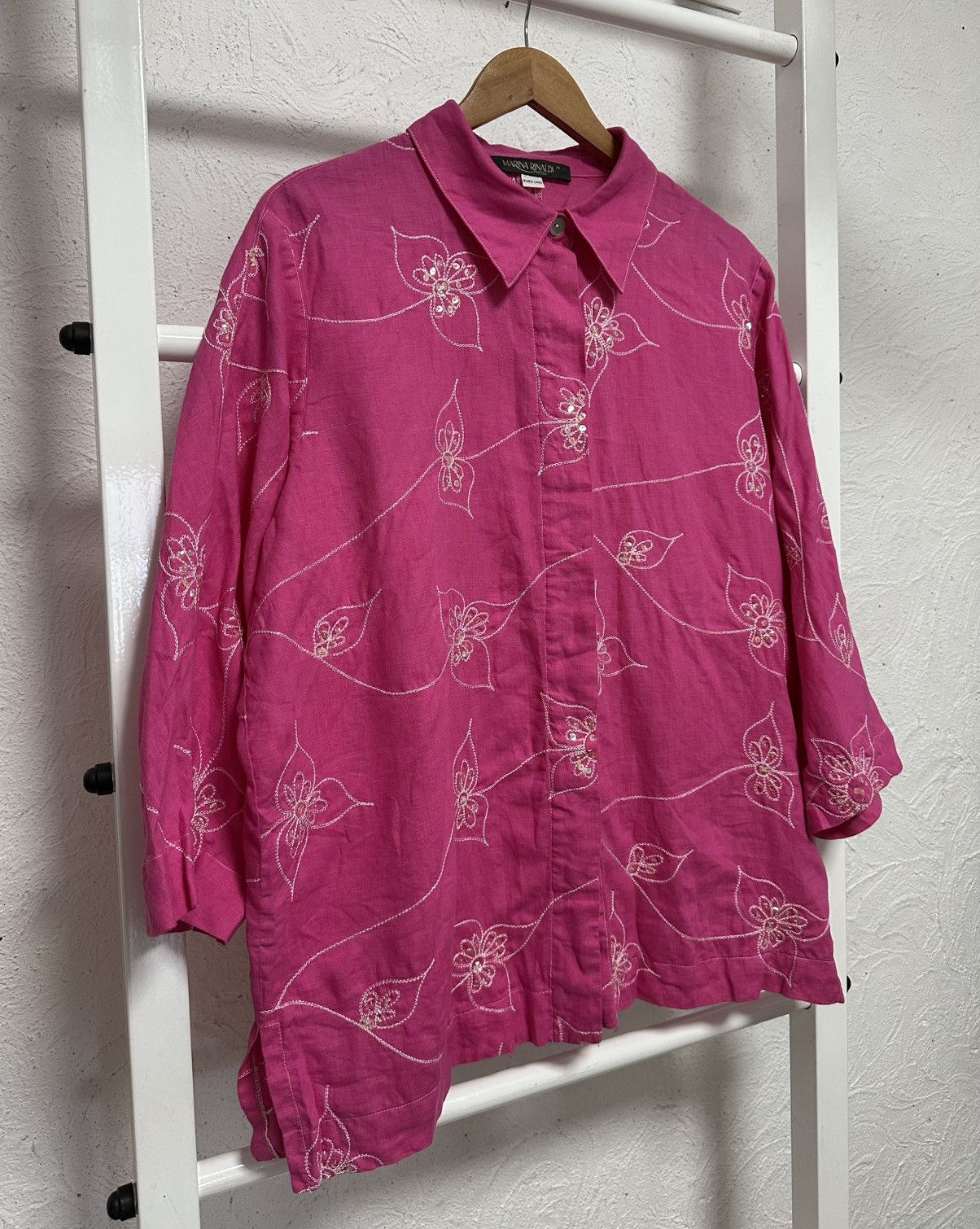 Marina Rinaldi Marina Rinaldi Women’s 100% Pure Linen Shirt Blouse Size XL Size XL / US 12-14 / IT 48-50 - 3 Thumbnail