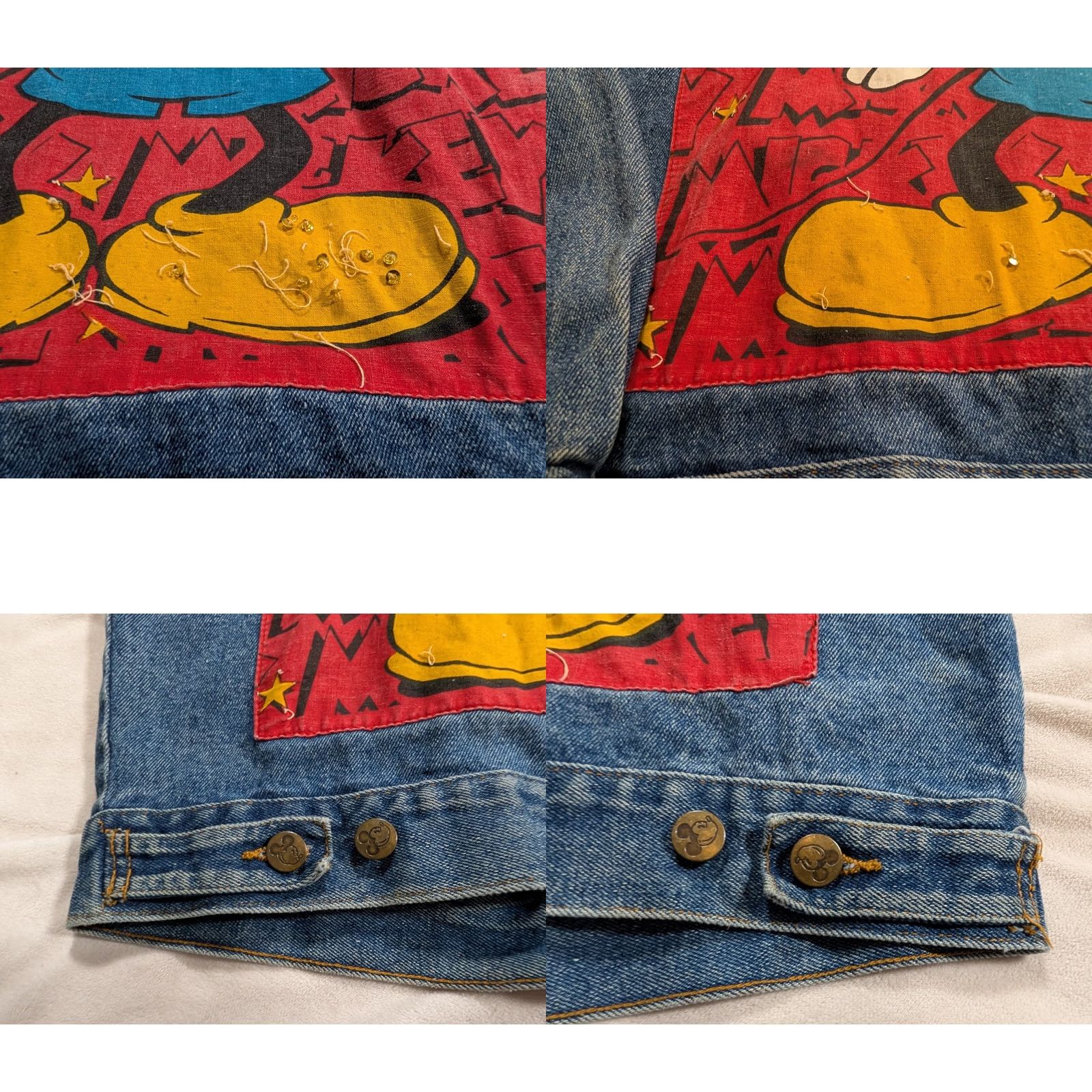 Vintage VINTAGE Mickey BY J.G Hook Men's Jean Jacket One Point Embroidery Sequined L Blue/Red 80s Casual Mens Size US 31 - 8 Thumbnail