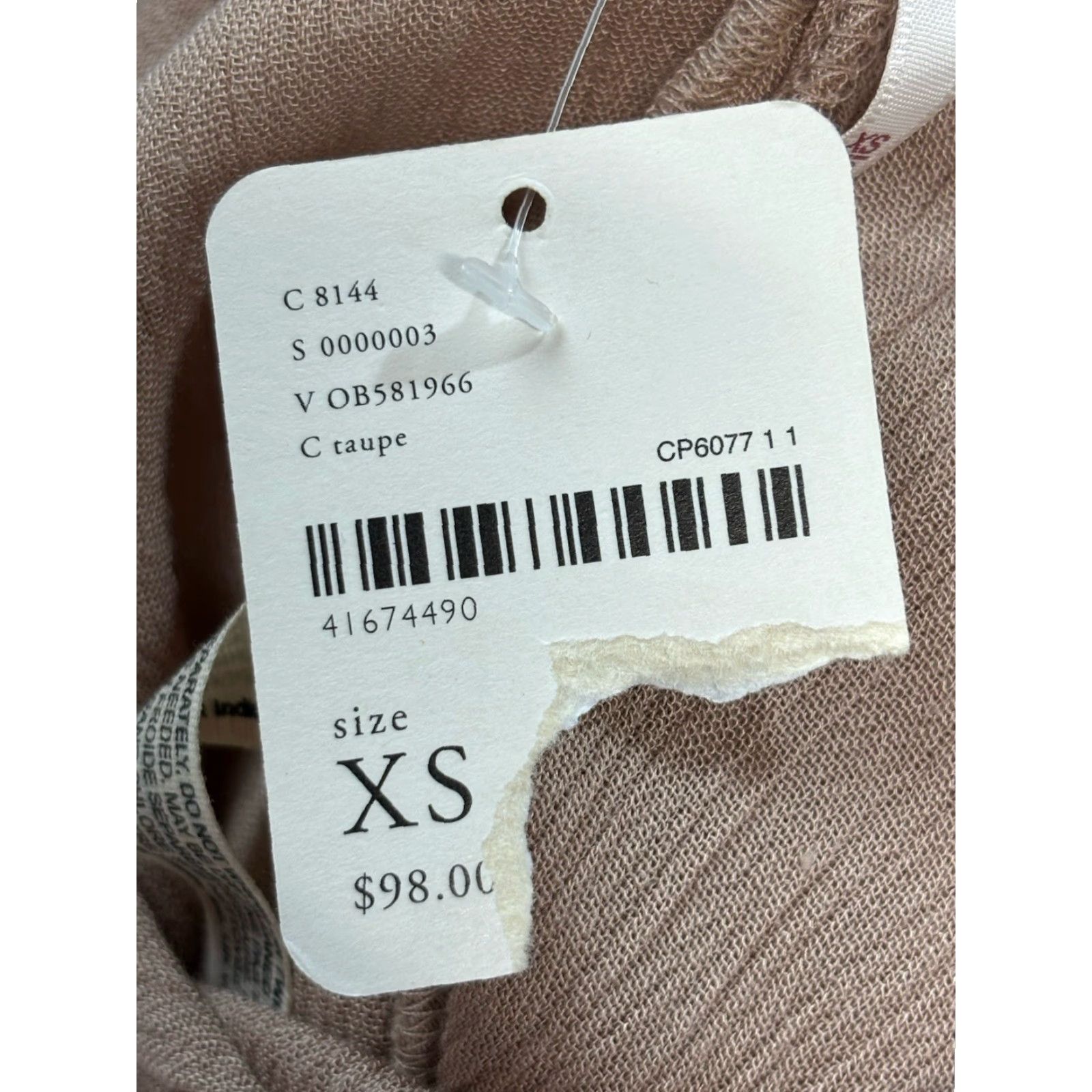 Free People VINTAGE? No. But: Free People One Piece Jumpsuit Romper XS Taupe Crinkle Wide-Leg Oversized Sleeveless Pullover Women’s Regular Fit Size 26" / US 2 / IT 38 - 7 Thumbnail