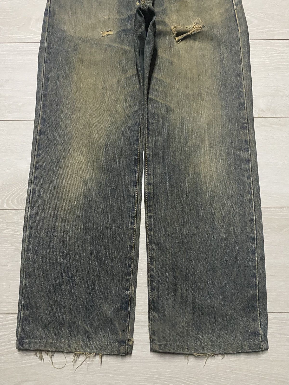 Junya Watanabe Vintage Edwin 404 Mud Wash Distressed Loose Jeans Size US 31 - 5 Thumbnail