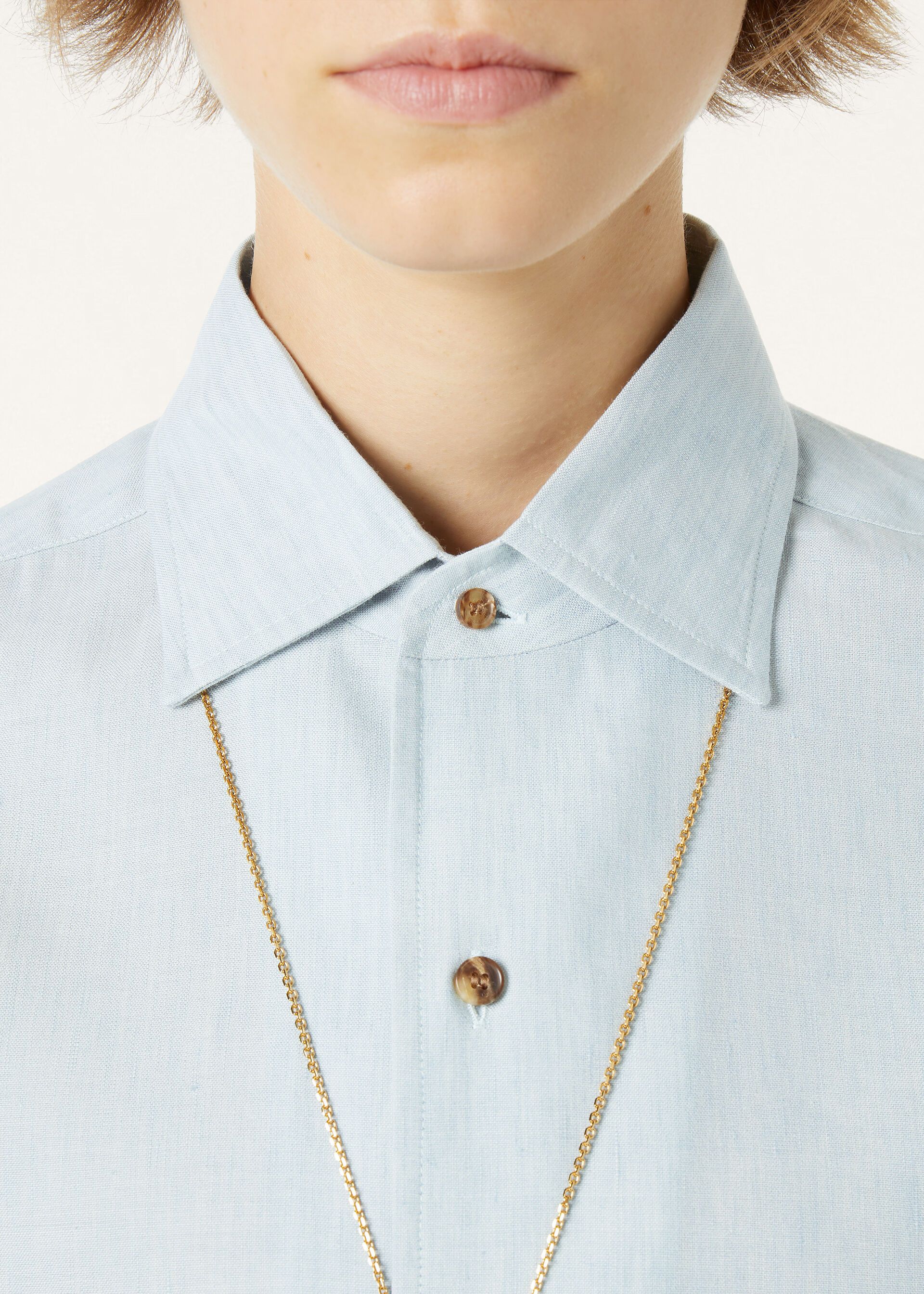 Loro Piana os11x0426 FAQ8219 Andre Shirt in Salt Bleached Blue Size L / US 10 / IT 46 - 3 Thumbnail