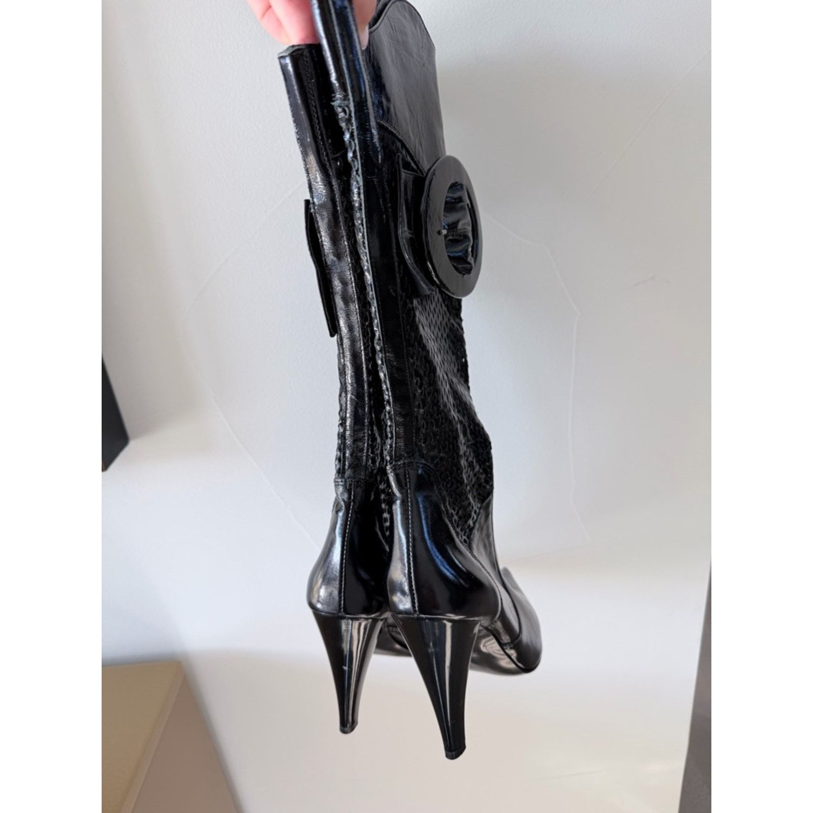 Other Black Mid-Calf Pointed Mesh Toe Heel Boots size 7 heel 4 in Size US 7 / IT 37 - 7 Thumbnail