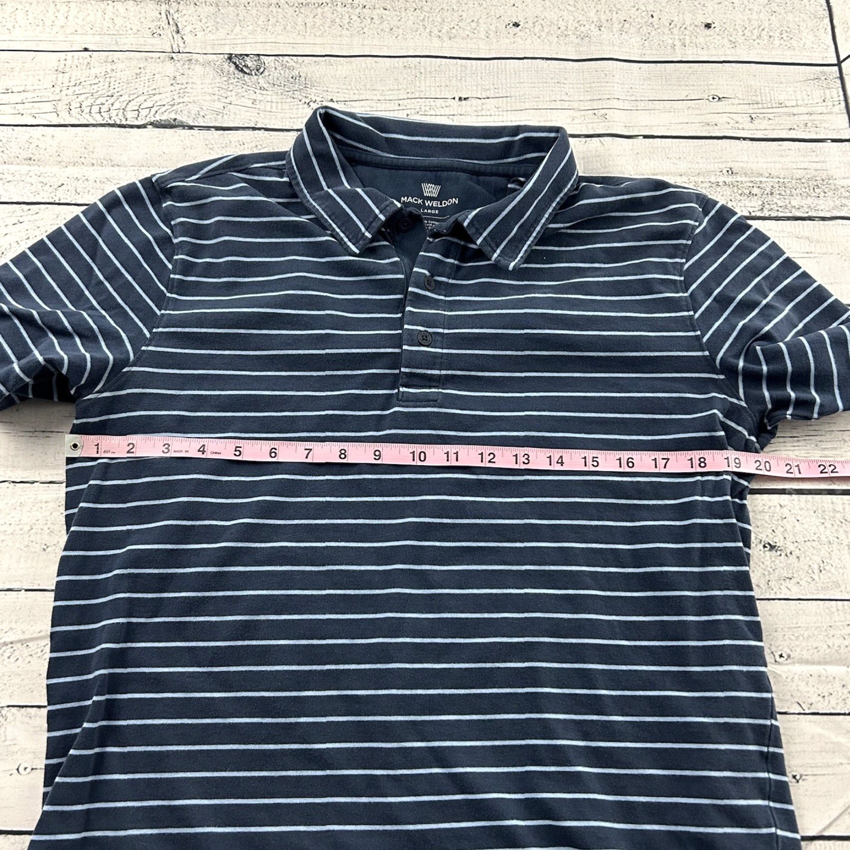 Vintage Mack Weldon Short Sleeve Striped Button-Up Polo Shirt Men's Large Blue Size US L / EU 52-54 / 3 - 4 Thumbnail
