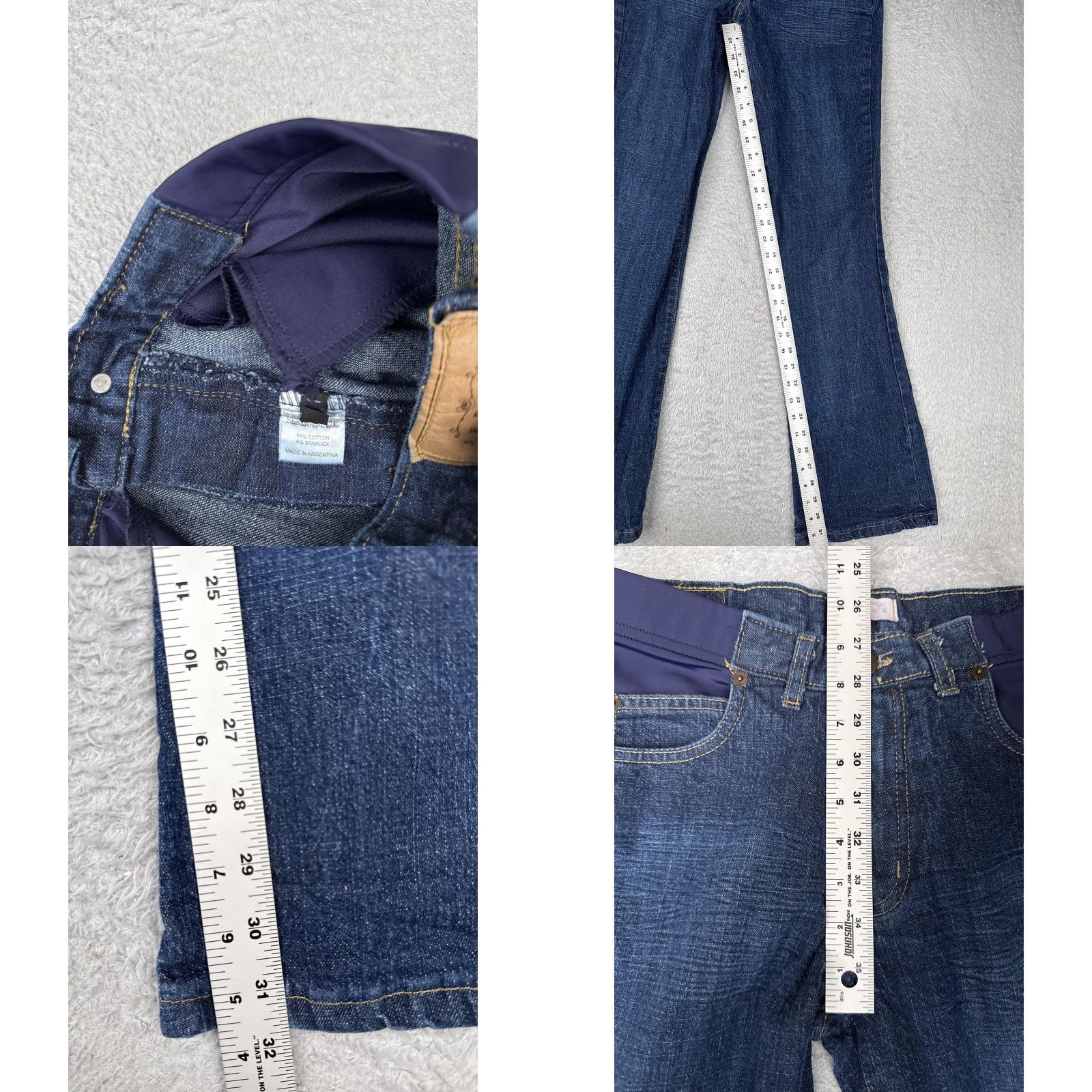 Denime Serena Maternity Jeans Womens XS Blue Dark Wash Bootcut Stretch Denim Over Belly Size 26" / US 2 / IT 38 - 8 Thumbnail