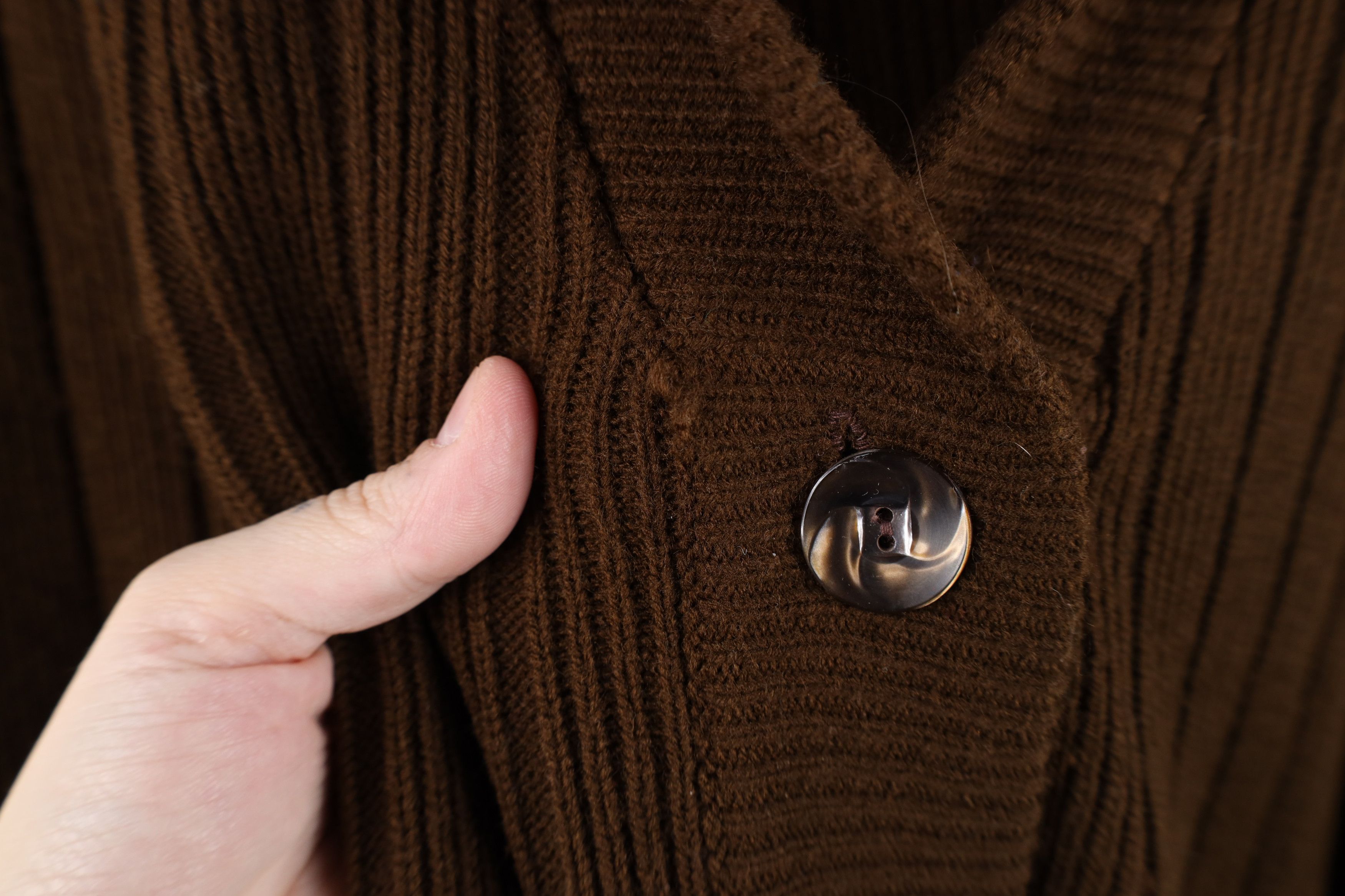 Vintage Vinage 60s 70s Streetwear Ribbed Knit Cardigan Sweater Brown Size L / US 10 / IT 46 - 4 Thumbnail