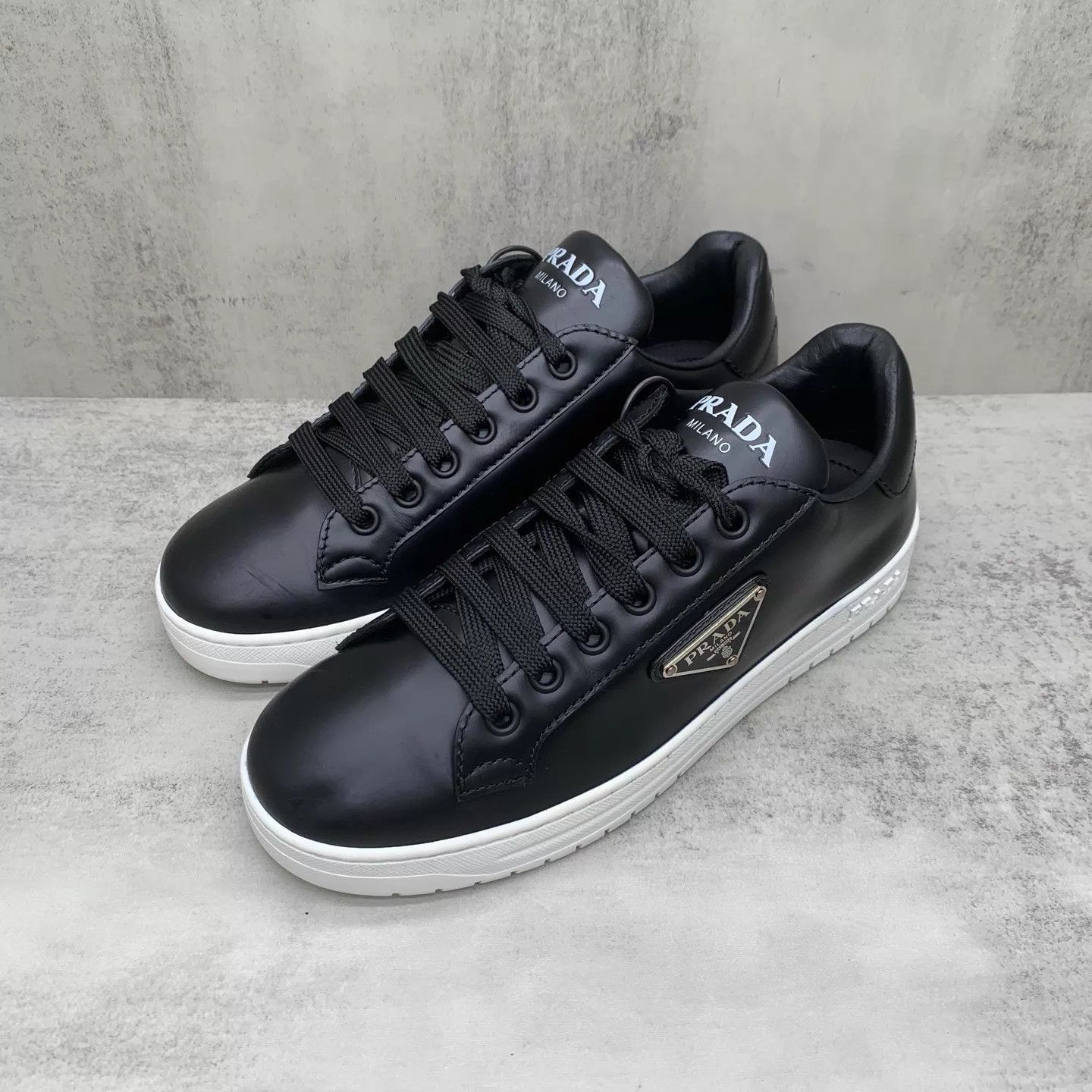 Prada Prada Black Tri Logo Sneaker Women's 36.5 95 New Size US 5.5 / IT 35.5 - 1 Thumbnail