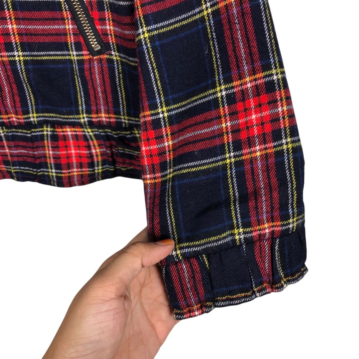 Japanese Brand 📌Cropped Biker Zipper Jacket Tartan Betty's Blue Label Size US M / EU 48-50 / 2 - 16 Thumbnail