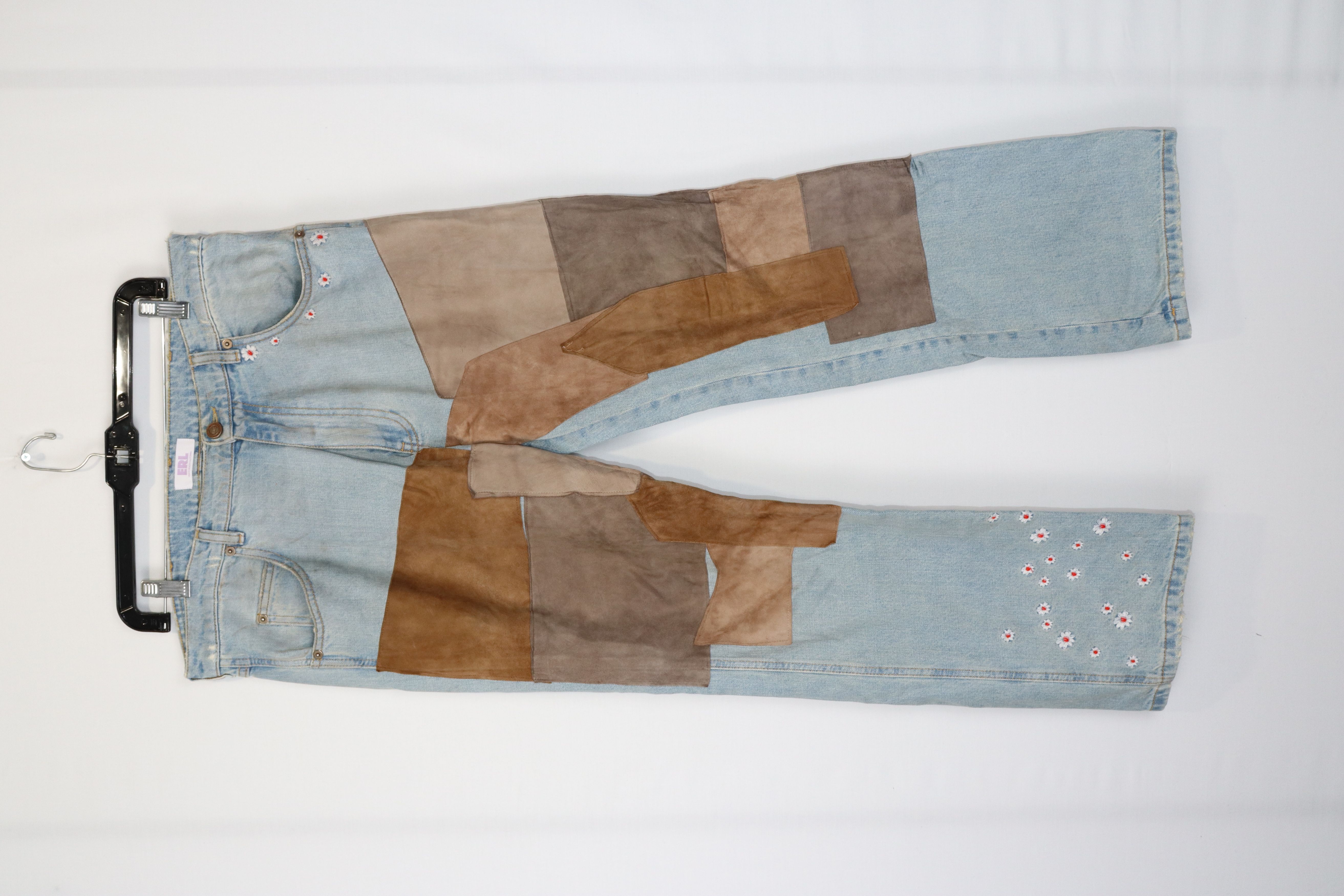 ERL o1rshd Suede Patched Floral Denim in Multicolor Size US 34 / EU 50 - 2 Thumbnail