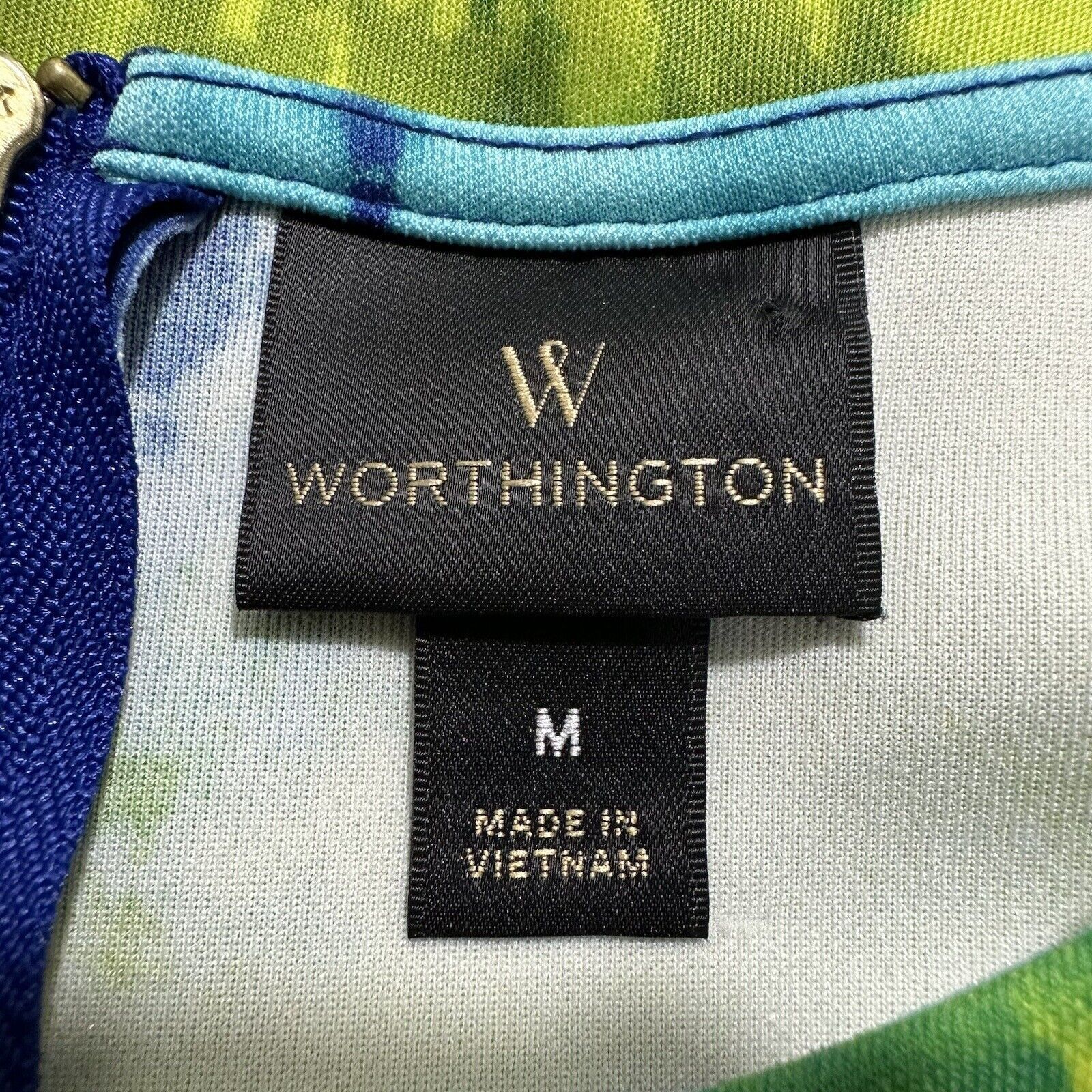 Worthington Worthington Medium Green Blue Tie Dye Peplum Blouse Size M / US 6-8 / IT 42-44 - 3 Thumbnail