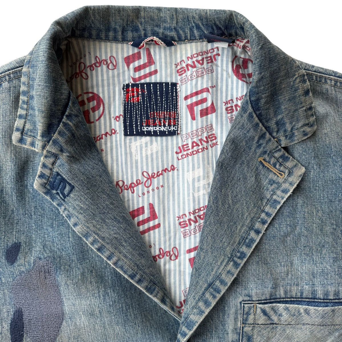 Evisu × Pepe Jeans Y2K Pepe Jeans Denim Blazer Jean Coat Vintage HipHop Trucker Size US XXL / EU 58 / 5 - 14 Thumbnail
