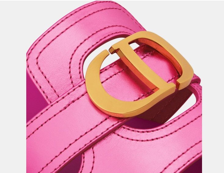Dior o1w1db10425 KCQ266L 30 Montaigne Slides in Metallic Pink Size US 12 / IT 42 - 4 Thumbnail