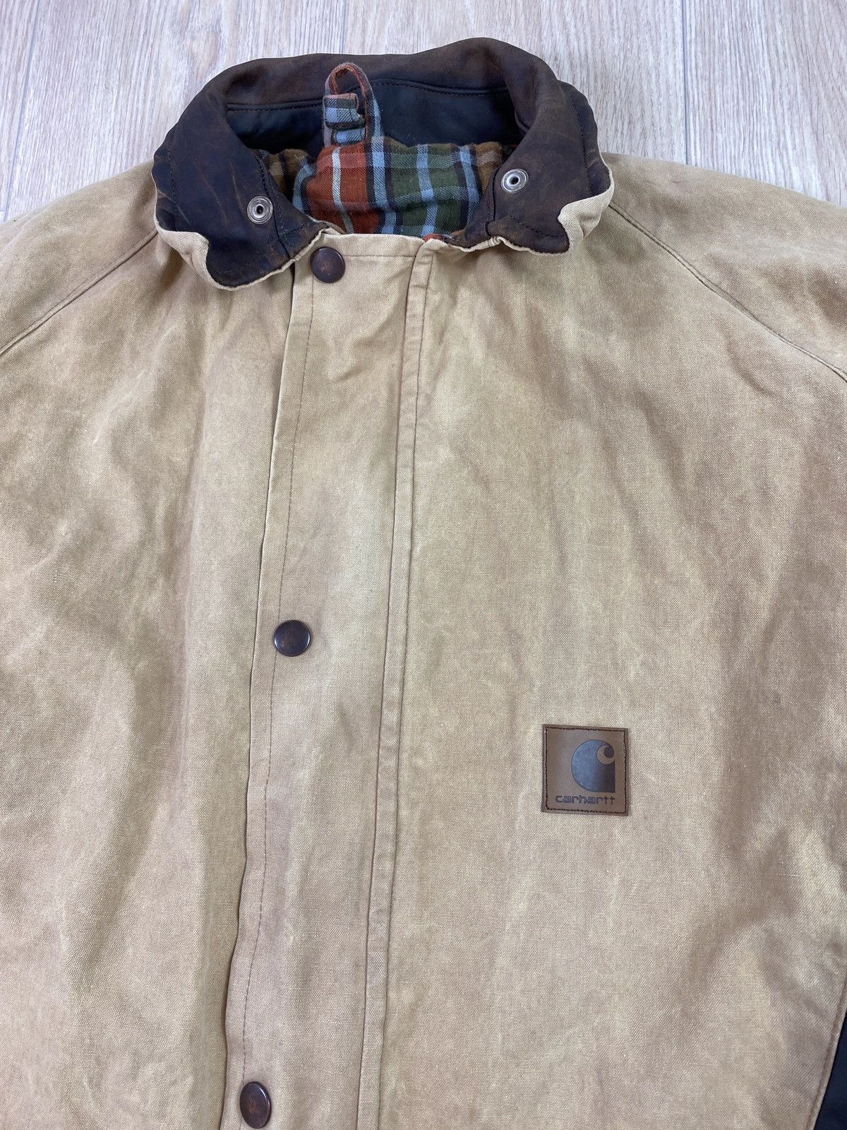 Carhartt × Japanese Brand × Vintage Vintage J97 Grey Detroit Carhartt Jacket Rare Leather pocket Size US XXL / EU 58 / 5 - 4 Thumbnail